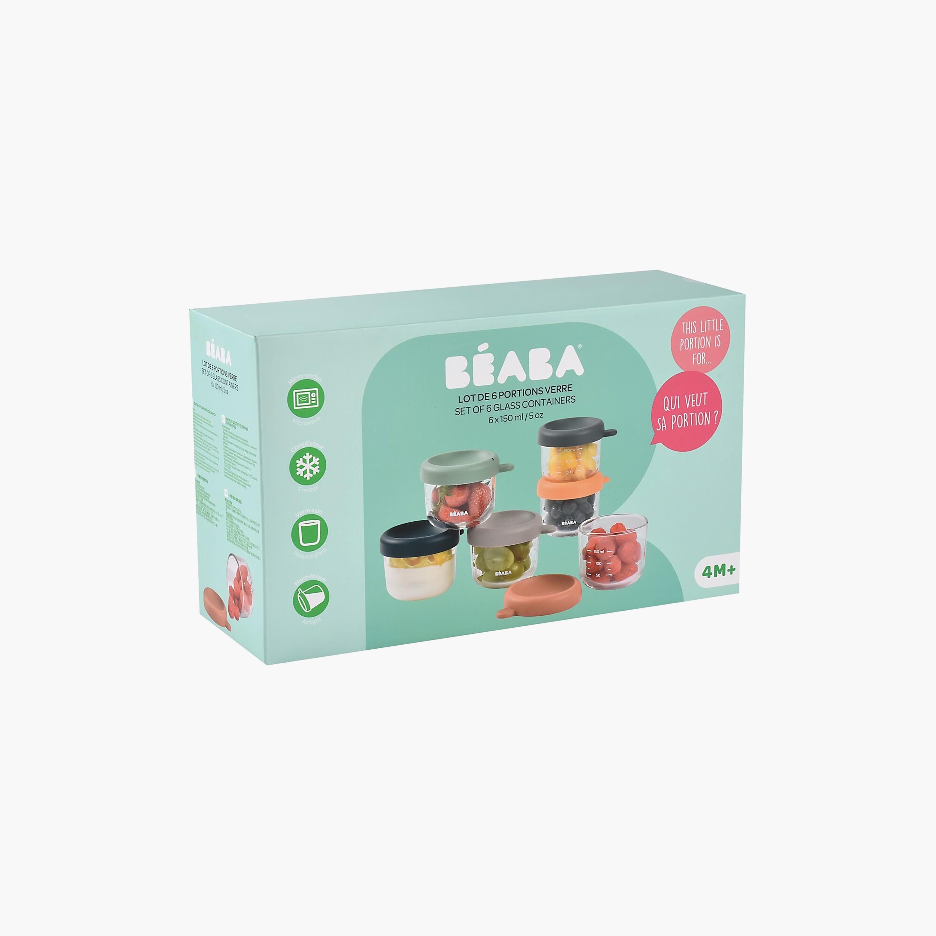 طقم حافظات طعام زجاجية من بيابا - 6 قطع × 150 مل-baby-feeding-mealtimeessentials-image-5