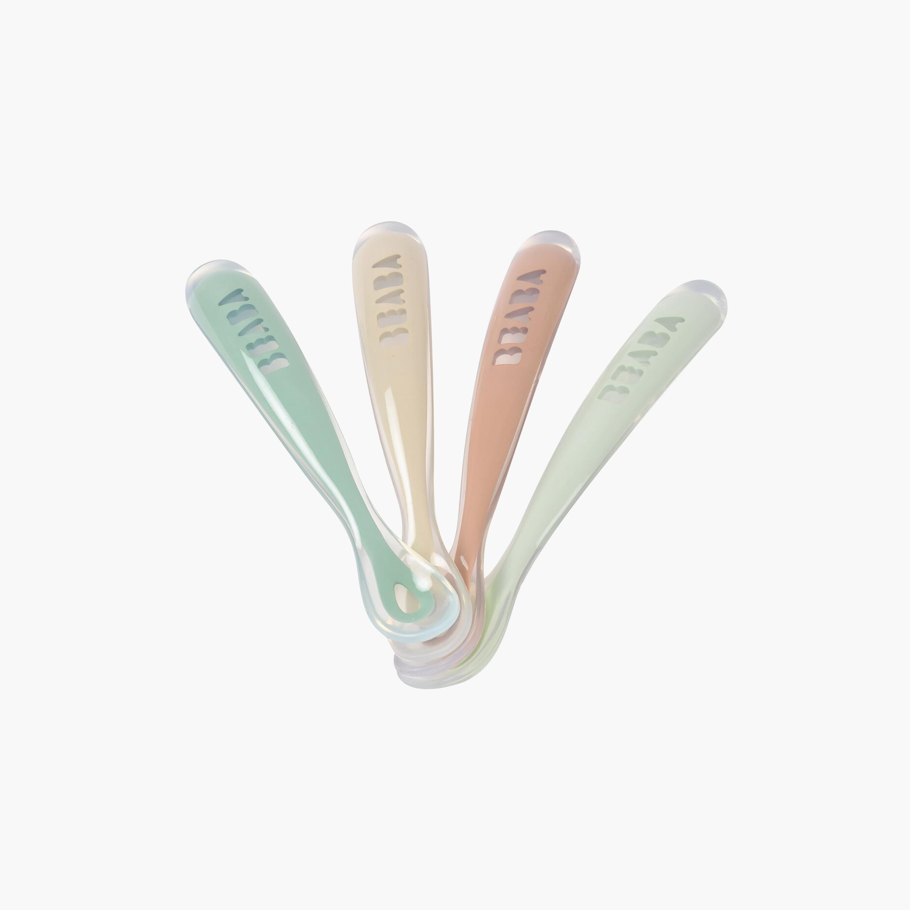 طقم ملاعق سيليكون للمرحلة الأولى مع حافظة سفر (4 قطع) من بيبا-baby-feeding-mealtimeessentials-image-1