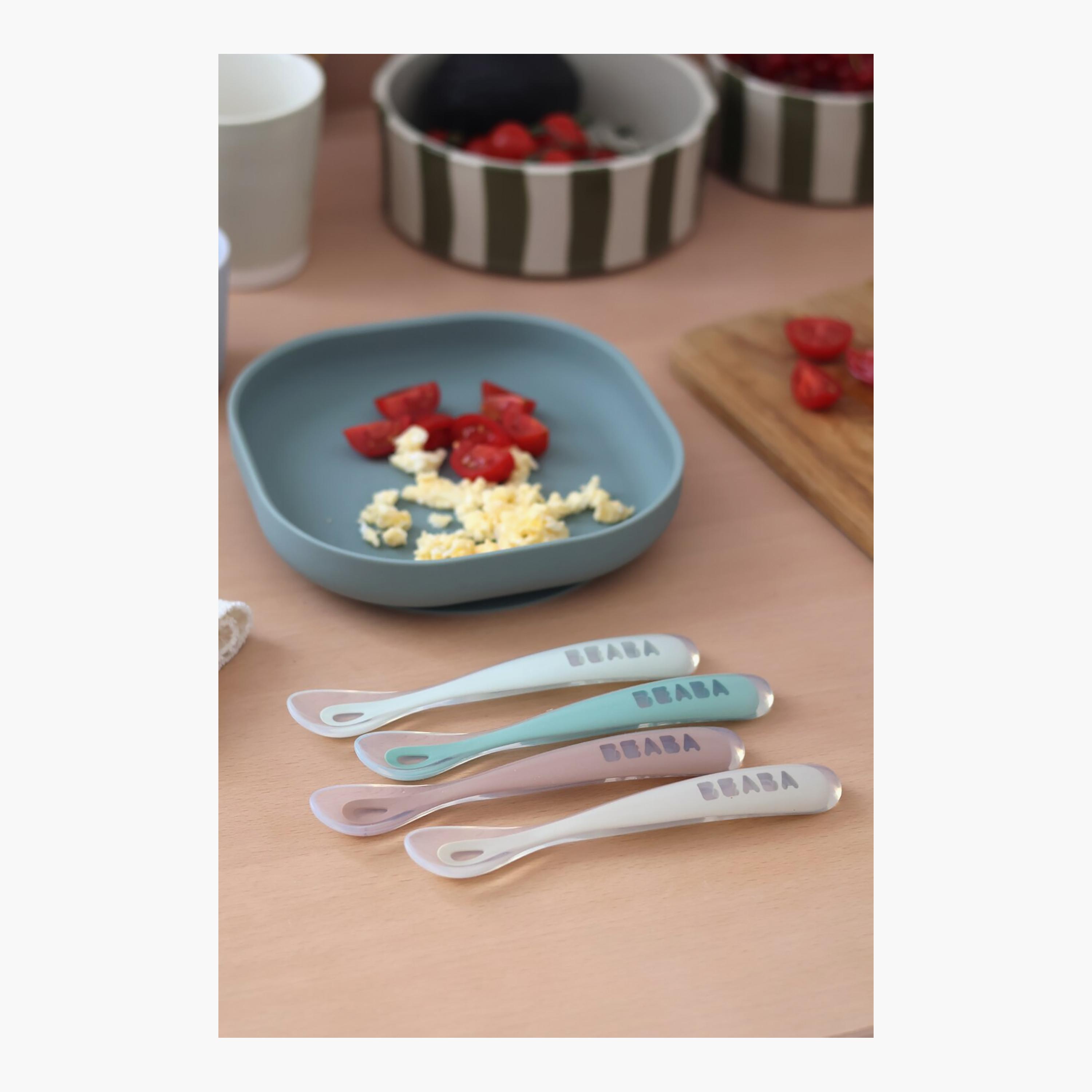 طقم ملاعق سيليكون للمرحلة الأولى مع حافظة سفر (4 قطع) من بيبا-baby-feeding-mealtimeessentials-image-7