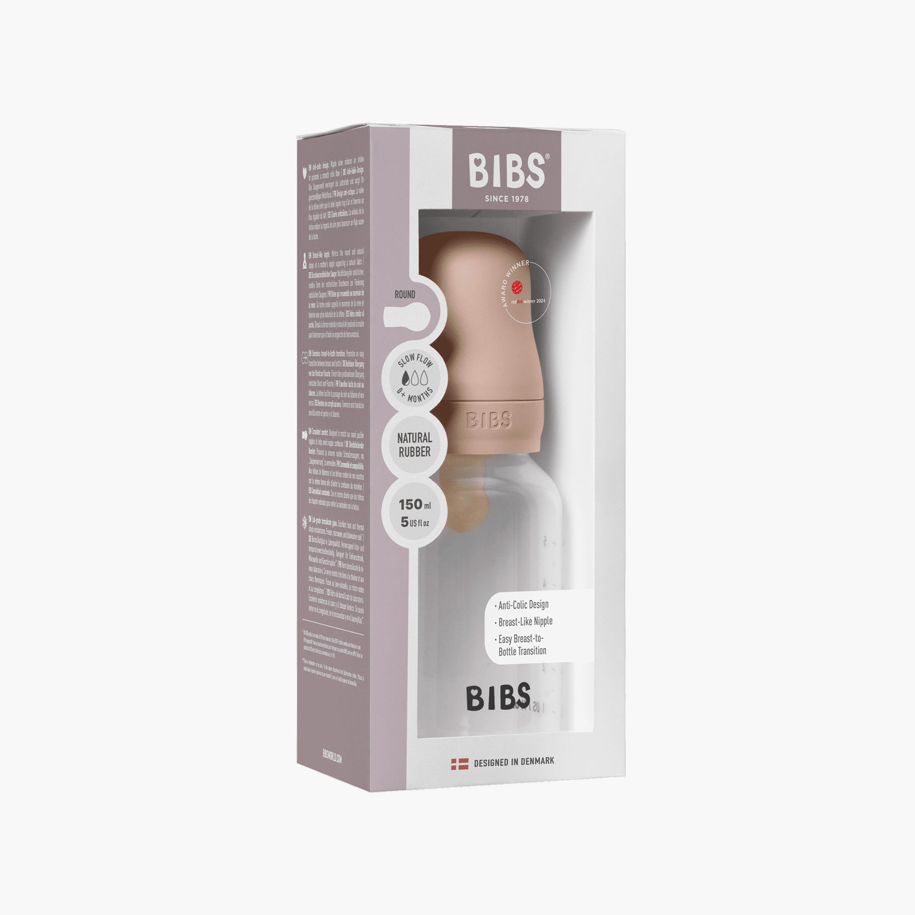 Bibs Natural Rubber Slow Flow Feeding Bottle Set - 150 ml-baby-feeding-feedingbottles-bottlesandteats-image-4
