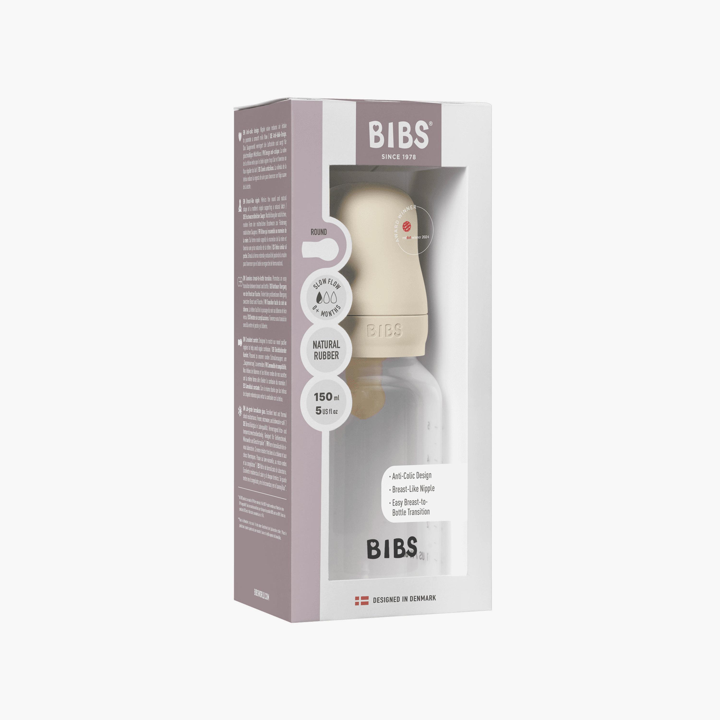 Bibs Natural Rubber Slow Flow Feeding Bottle Set - 150 ml-baby-feeding-feedingbottles-bottlesandteats-image-4