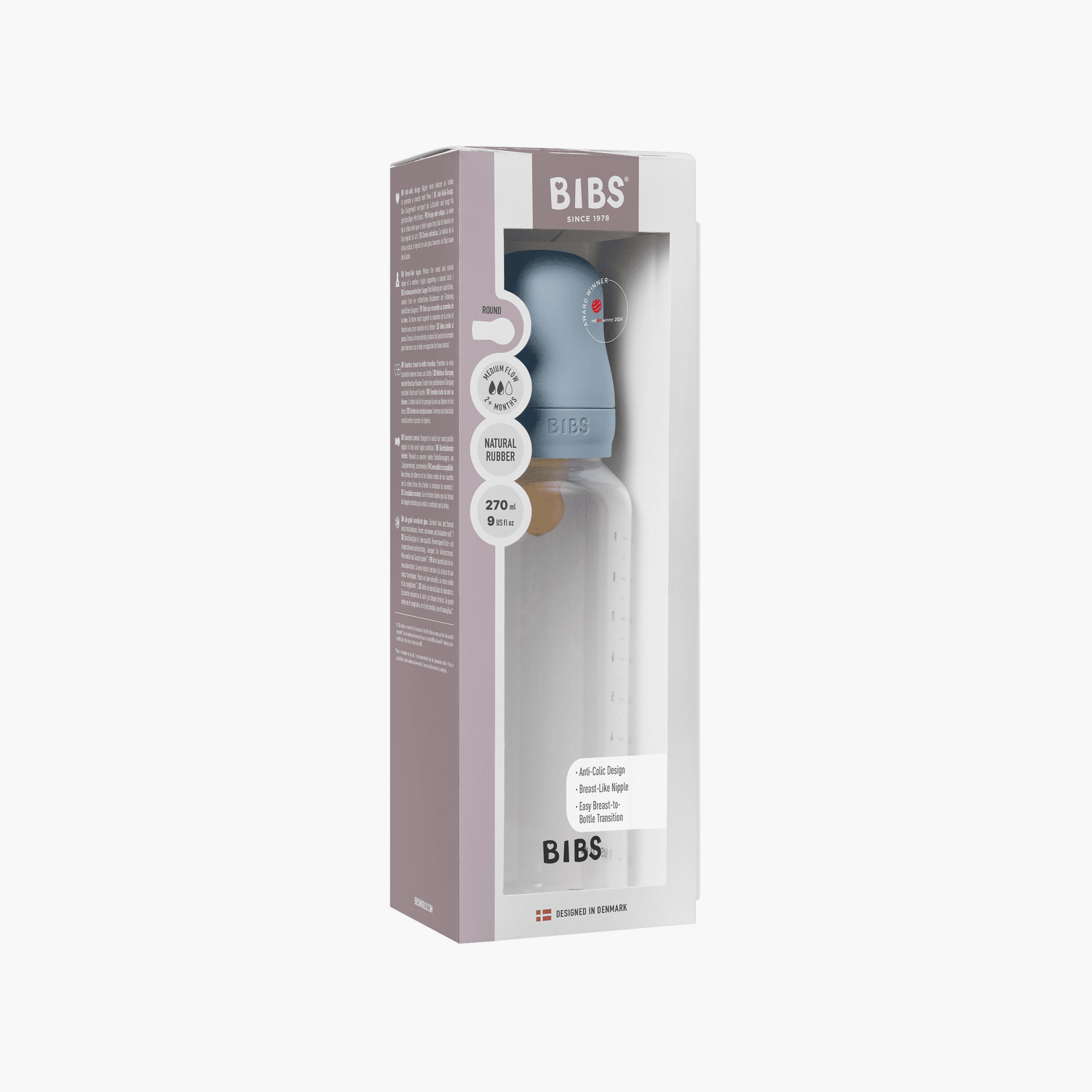 Bibs Natural Rubber Medium Flow Feeding Bottle Set - 270 ml-baby-feeding-feedingbottles-bottlesandteats-image-3