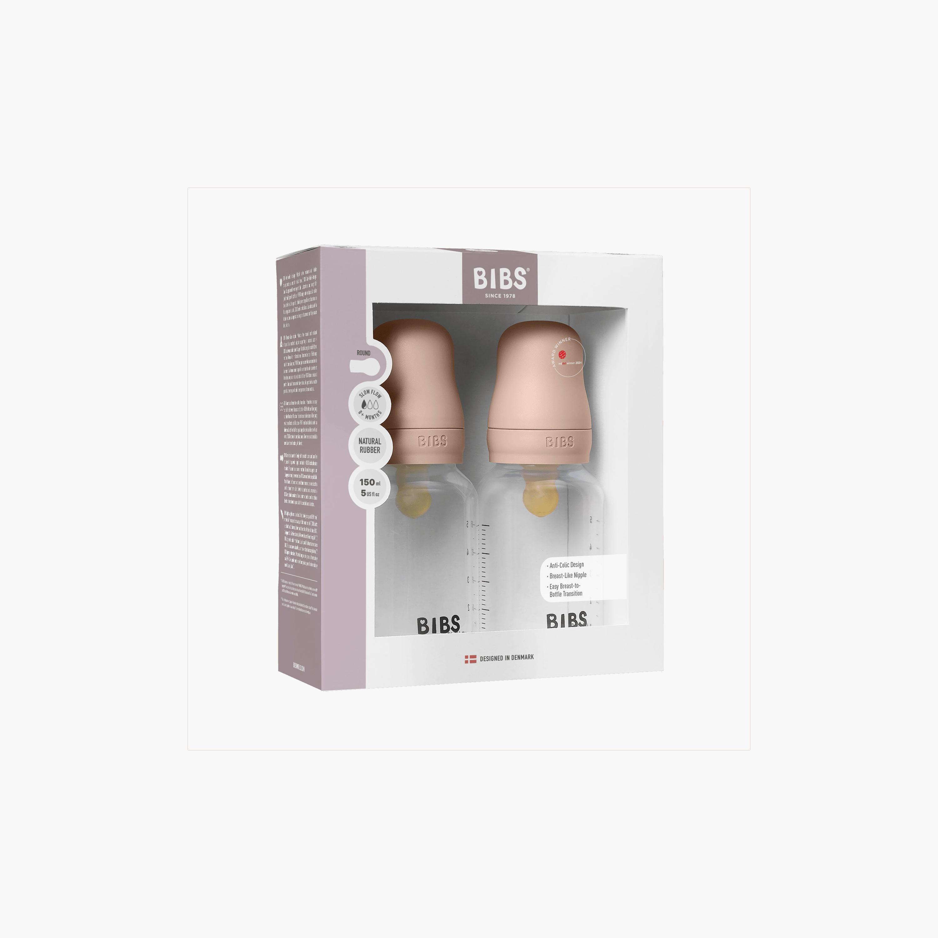 Bibs 2-Piece Natural Rubber Slow Flow Feeding Bottle Set - 150 ml-baby-feeding-feedingbottles-bottlesandteats-image-3