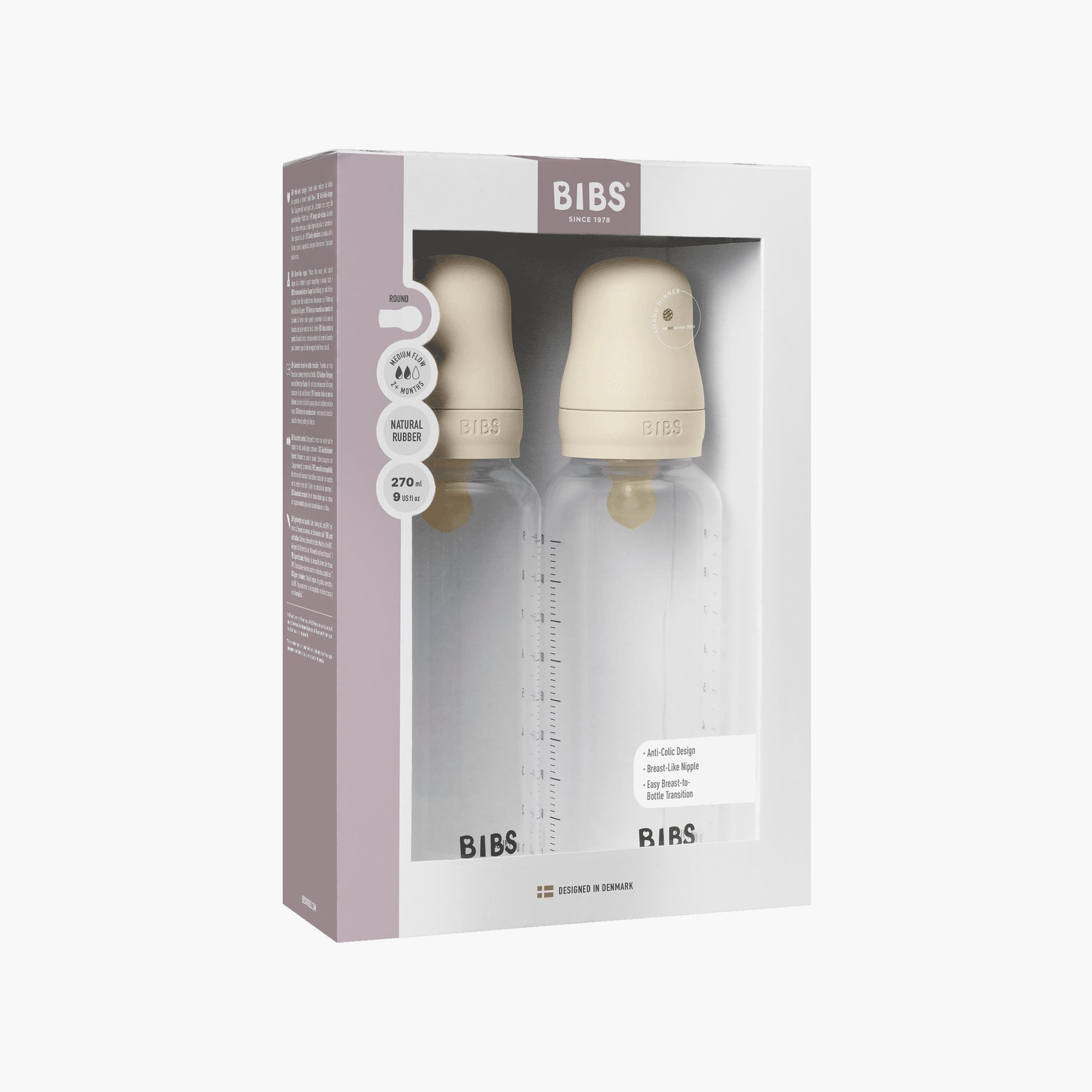 Bibs 2-Piece Natural Rubber Medium Flow Feeding Bottle Set - 270 ml-baby-feeding-feedingbottles-bottlesandteats-image-3