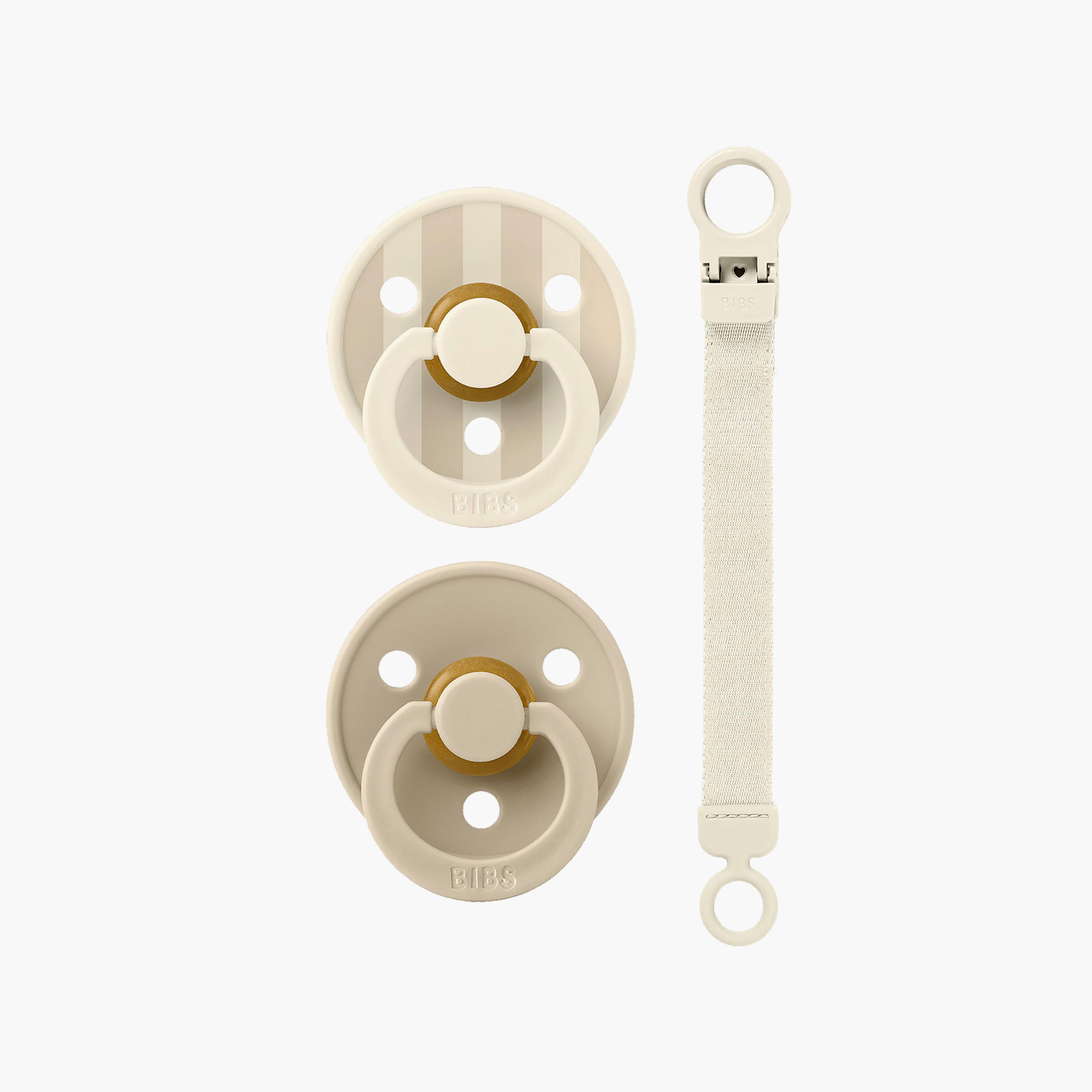 طقم لهايات لاتكس تشكيلة "كولور" مع مشبك حلقة سيليكون من بيبس - مقاس 1-baby-feeding-pacifiers-image-1