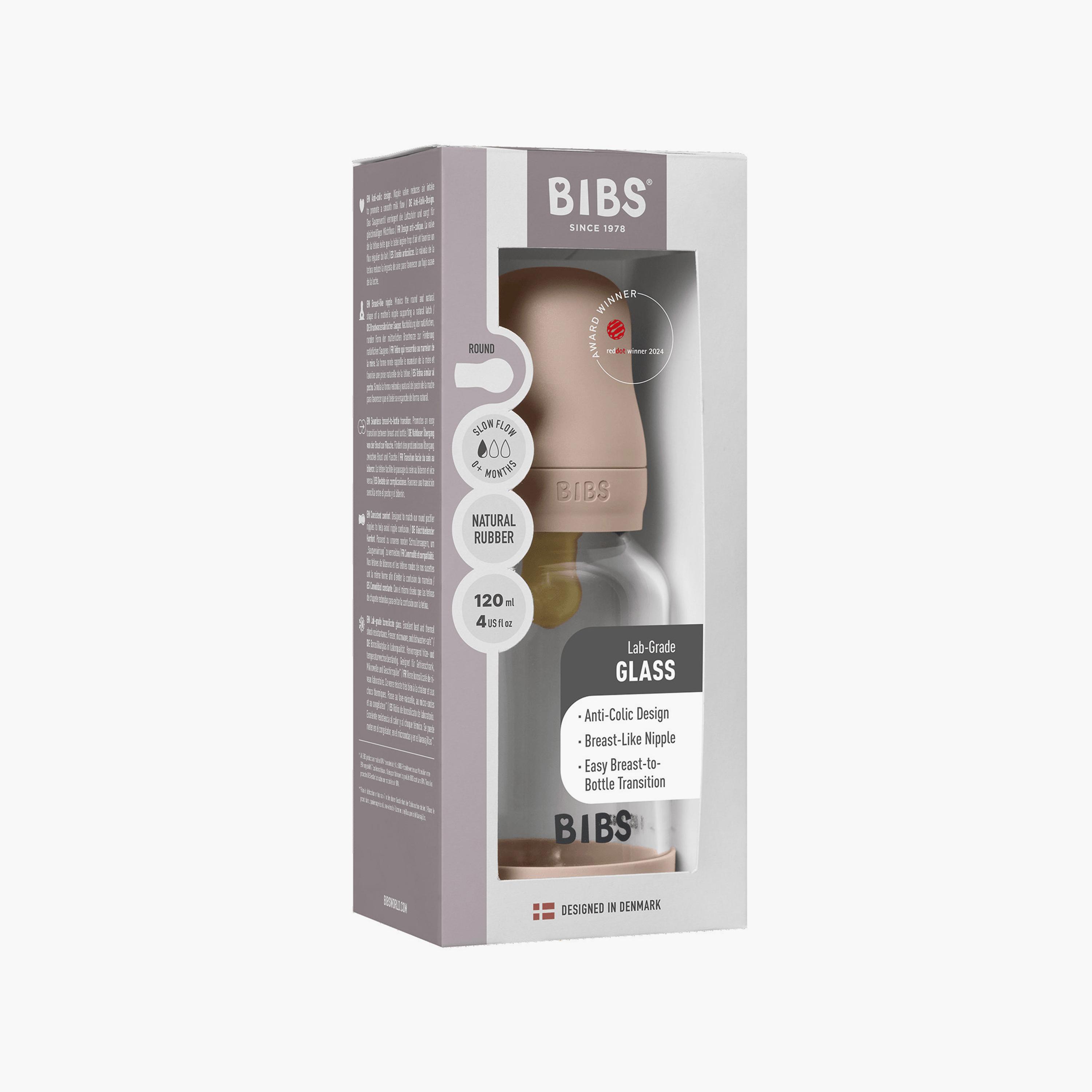 Bibs Glass Slow Flow Feeding Bottle Set - 120 ml-baby-feeding-feedingbottles-bottlesandteats-image-5
