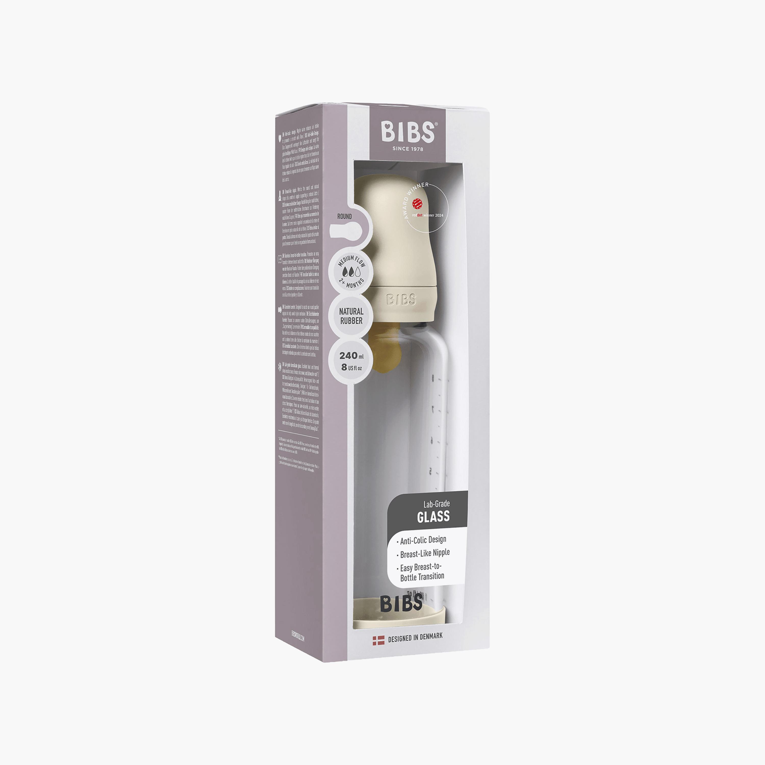 Bibs Glass Medium Flow Feeding Bottle Set - 240 ml-baby-feeding-feedingbottles-bottlesandteats-image-4