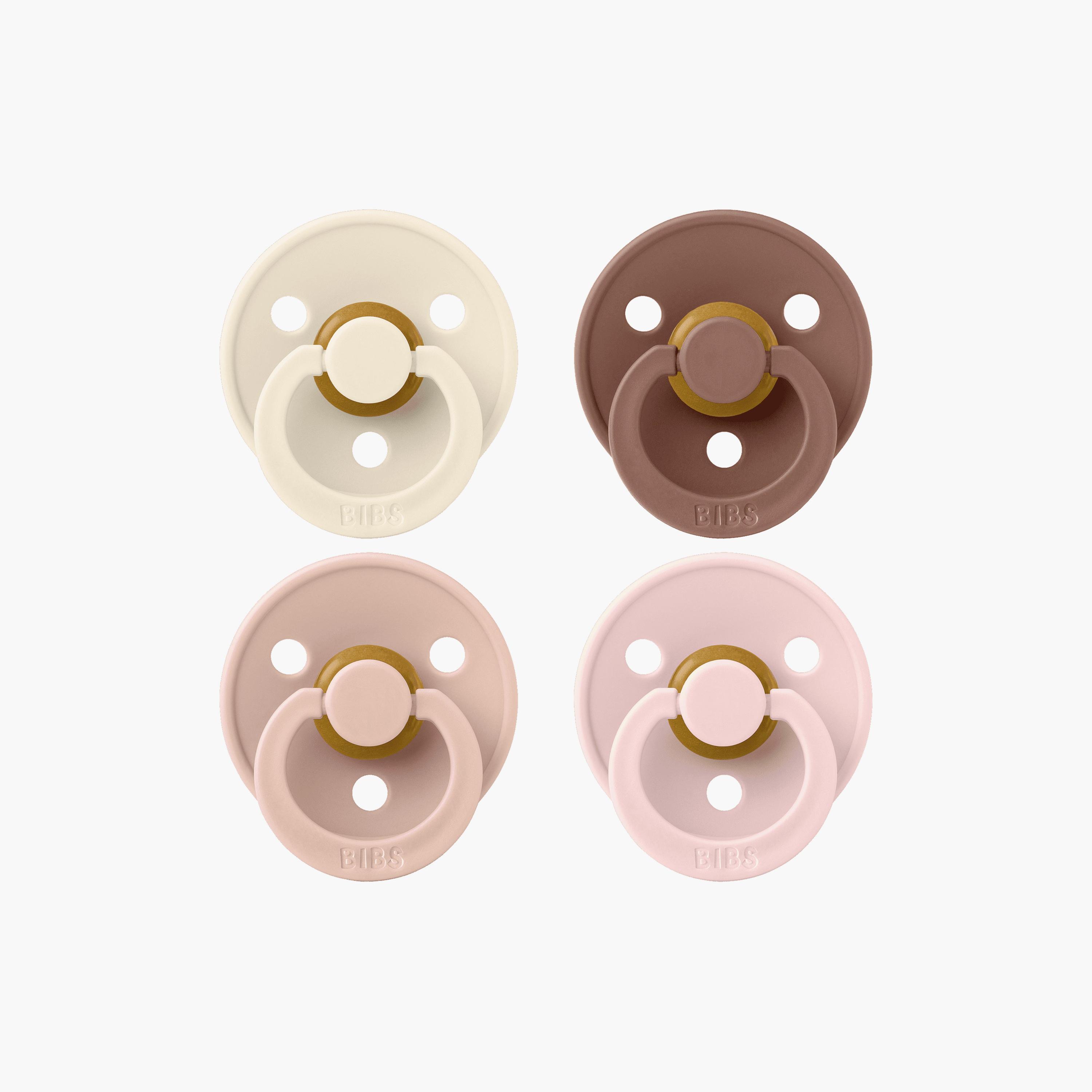 Bibs 4-Piece Round Colour Natural Rubber Pacifier Set - Size 2-baby-feeding-pacifiers-image-1