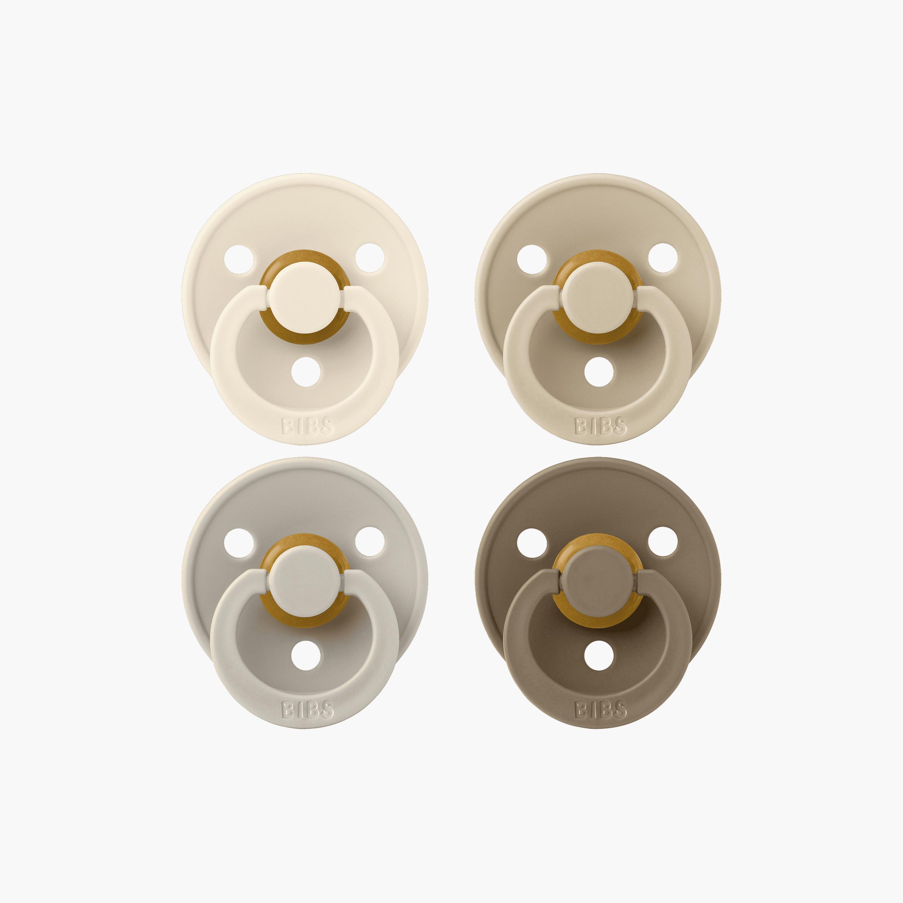 Bibs 4-Piece Round Colour Natural Rubber Pacifier Set - Size 2-baby-feeding-pacifiers-image-1
