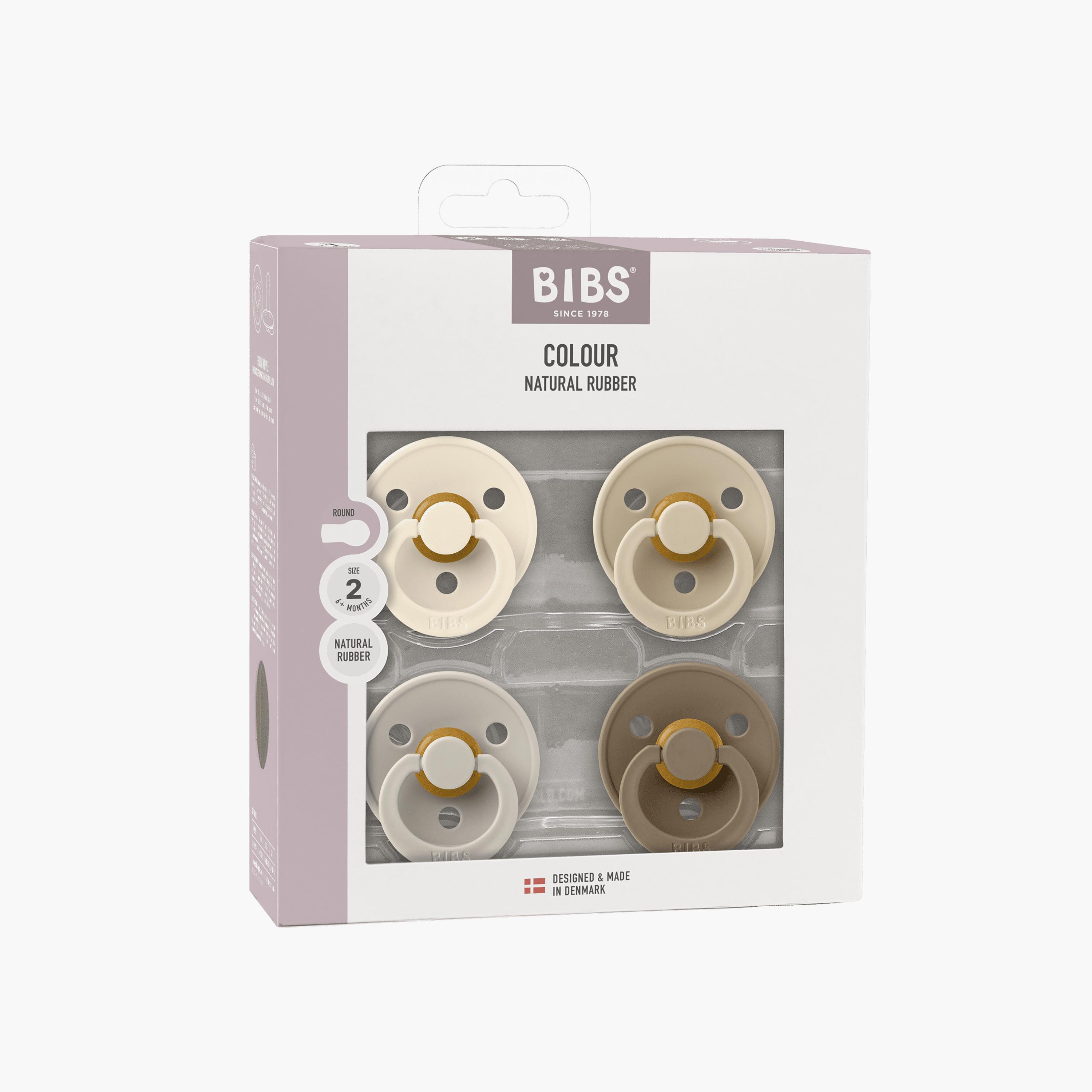 Bibs 4-Piece Round Colour Natural Rubber Pacifier Set - Size 2-baby-feeding-pacifiers-image-3