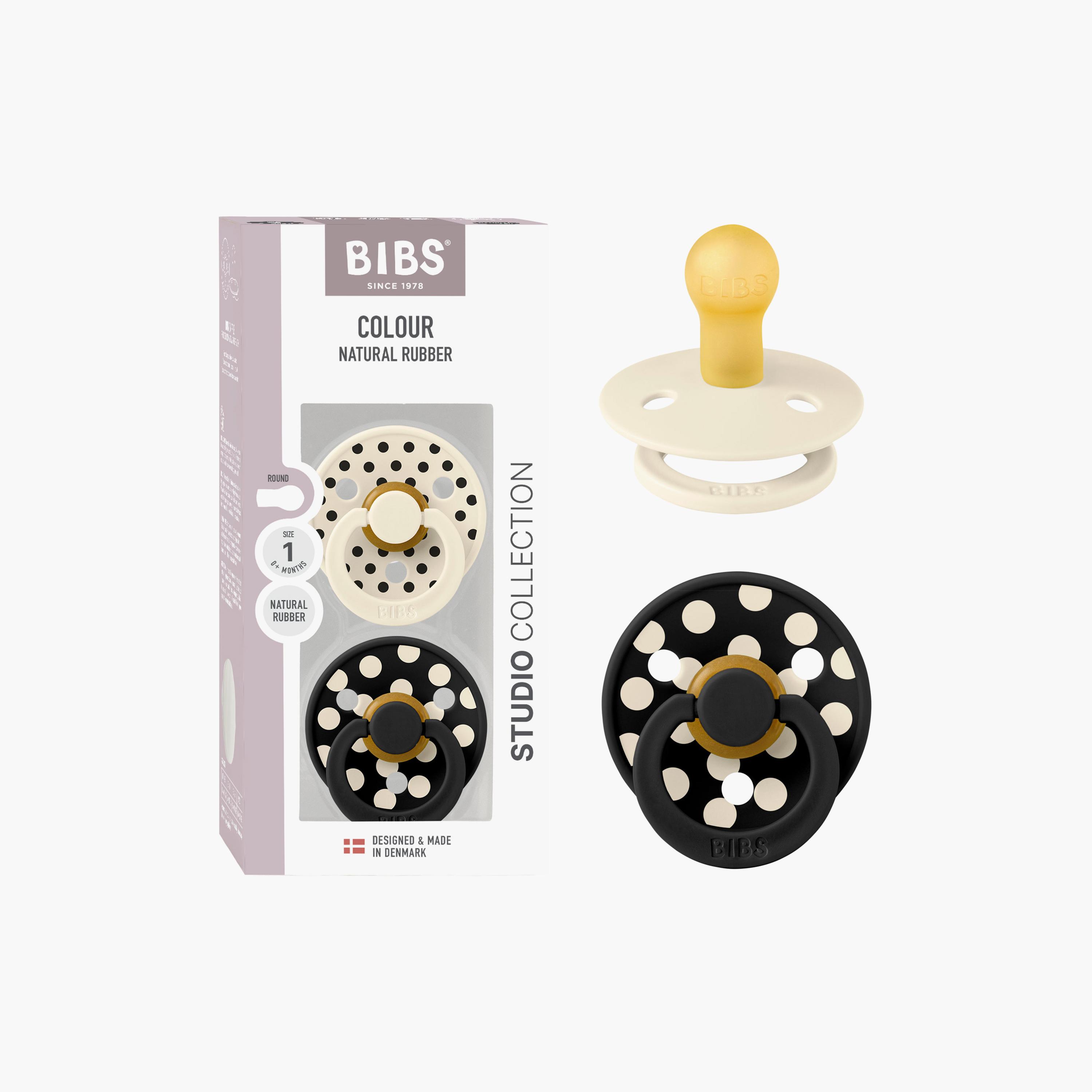 Bibs 2-Piece Studio Colour Polka Latex Pacifier Set - Size 1-baby-feeding-pacifiers-image-2