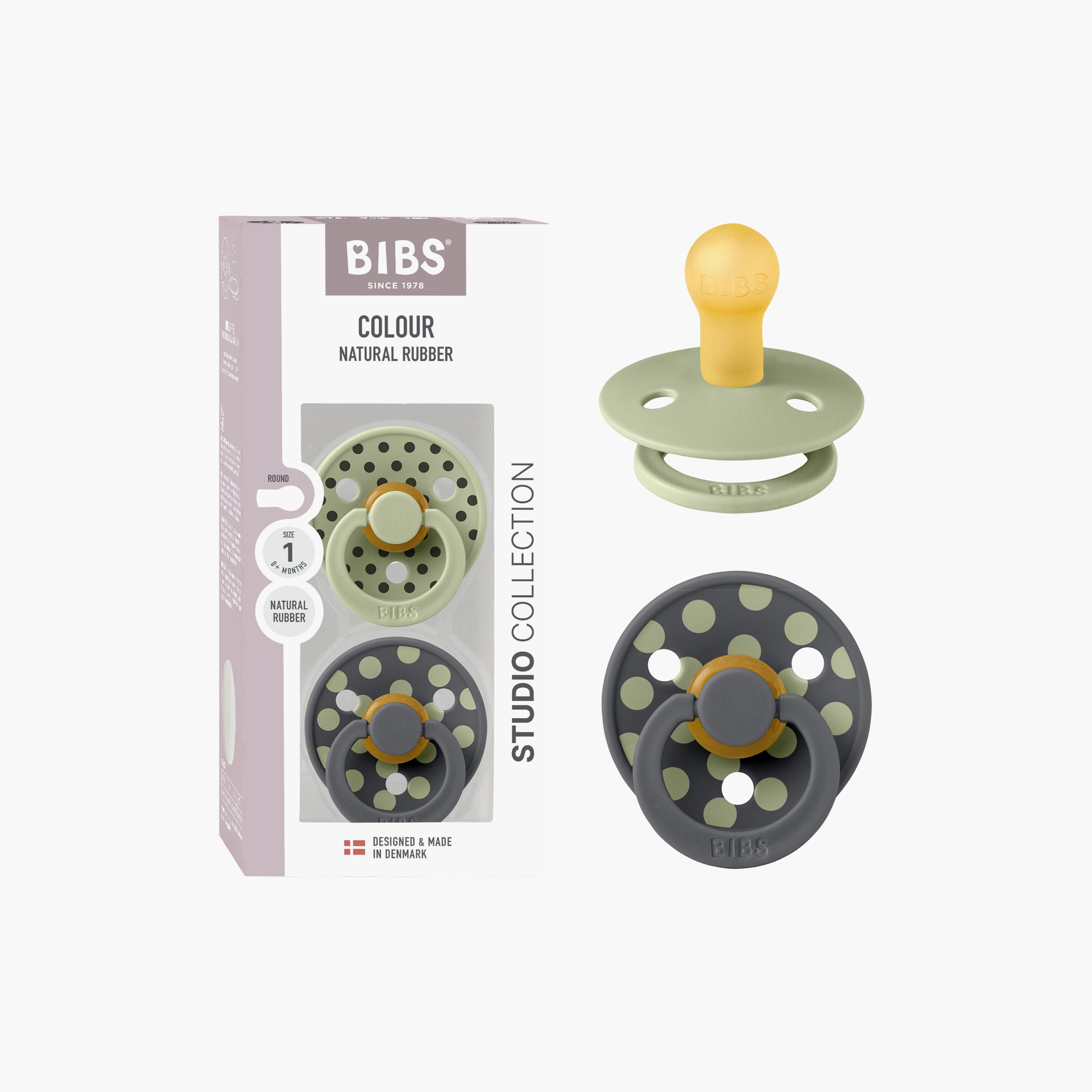 Bibs 2-Piece Studio Colour Polka Latex Pacifier Set - Size 1-baby-feeding-pacifiers-image-2
