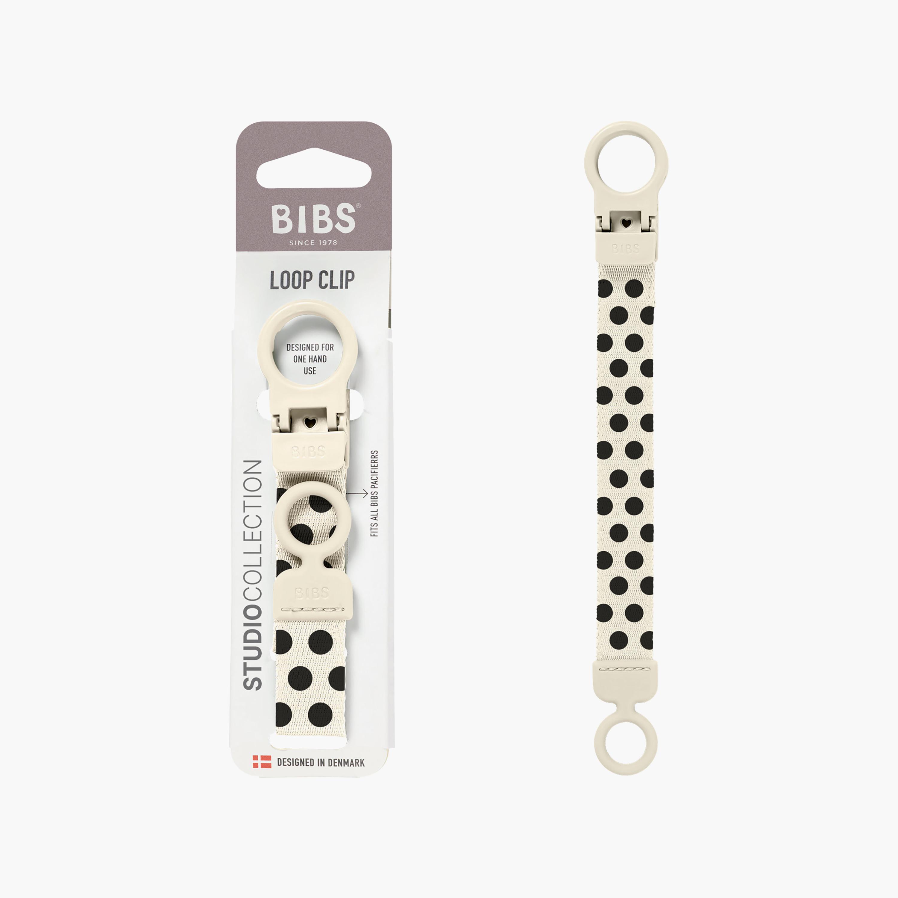 Bibs Studio Pacifier Loop Clip - Polka Ivory Black-baby-feeding-pacifiers-image-4