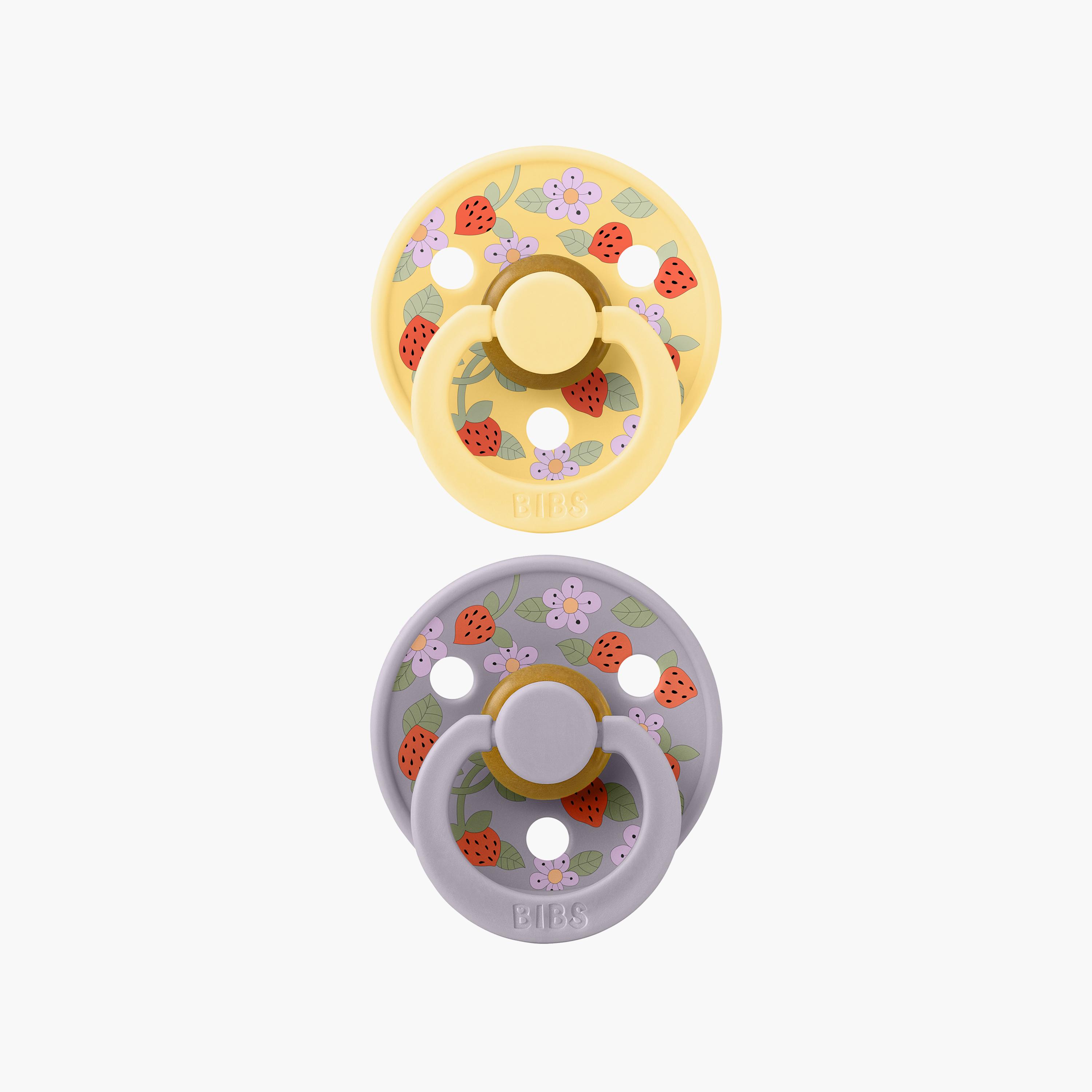 Bibs 2-Piece Round Liberty Colour Strawberries & Cream Latex Pacifier Set - Size 2-baby-feeding-pacifiers-image-1