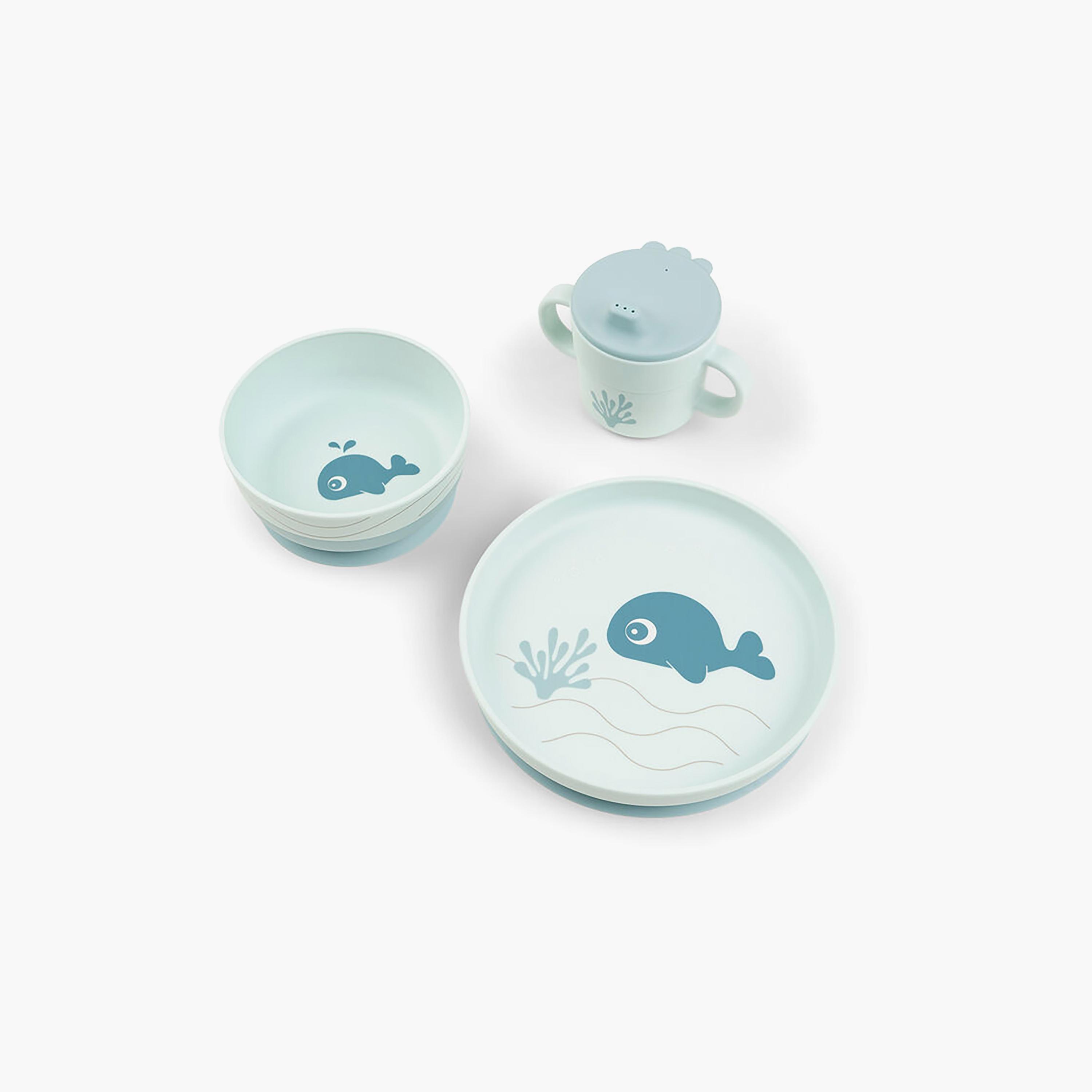 طقم عشاء للأطفال "فودي" بتصميم الحوت والي لون أزرق من دون باي دير-baby-feeding-mealtimeessentials-image-1