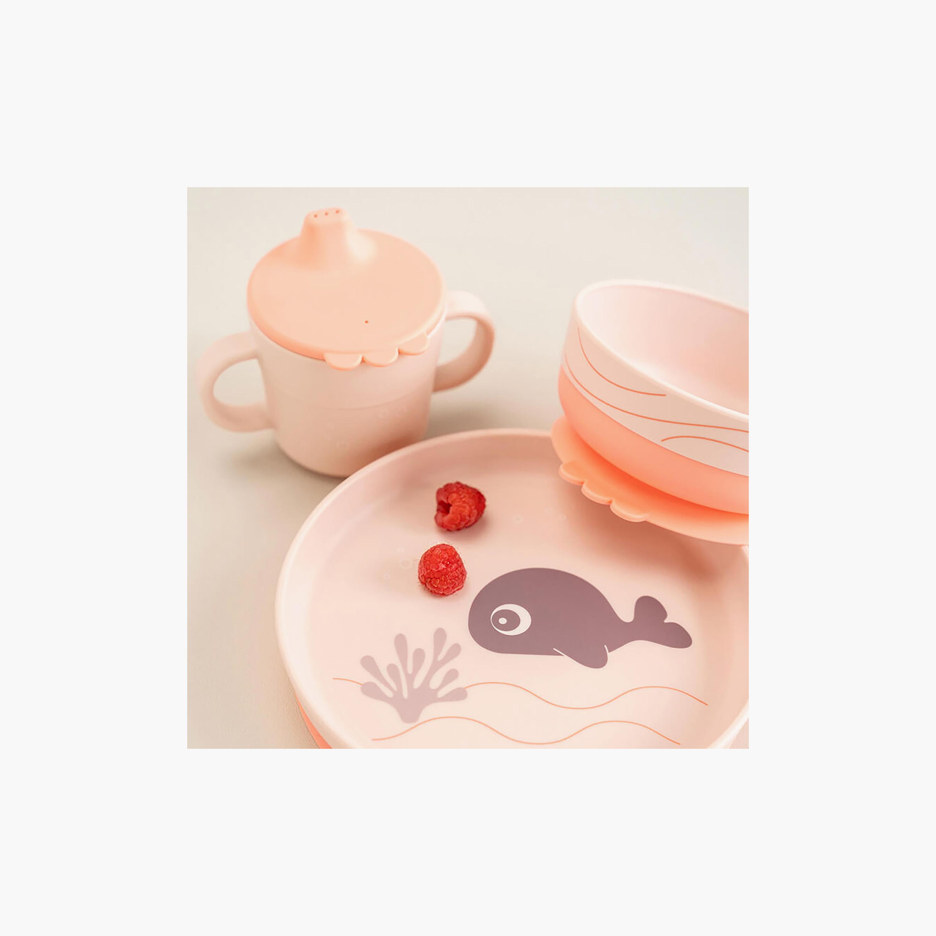 طقم عشاء للأطفال "فودي" بتصميم الحوت والي لون بودرة وردي من دون باي دير-baby-feeding-mealtimeessentials-image-6