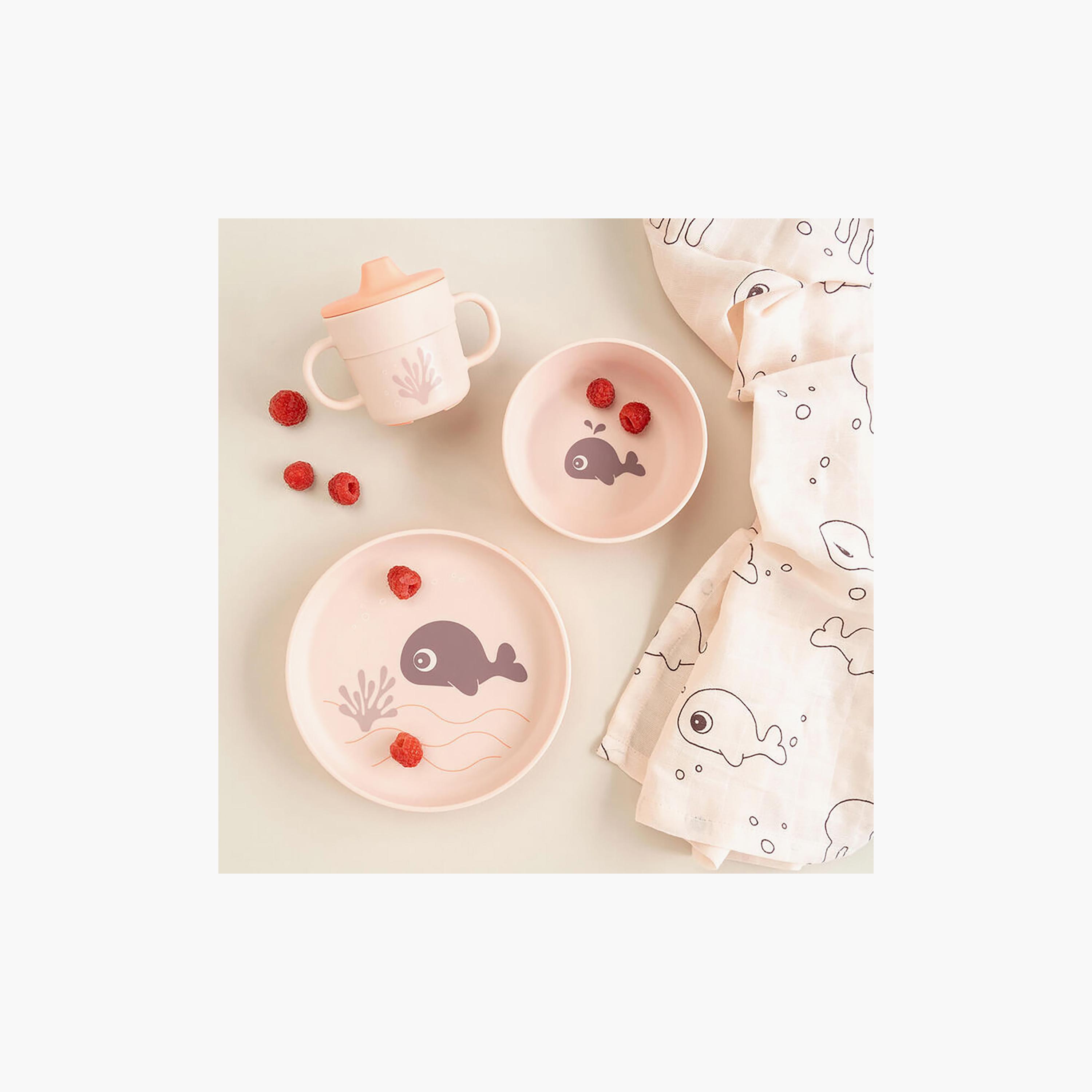طقم عشاء للأطفال "فودي" بتصميم الحوت والي لون بودرة وردي من دون باي دير-baby-feeding-mealtimeessentials-image-7