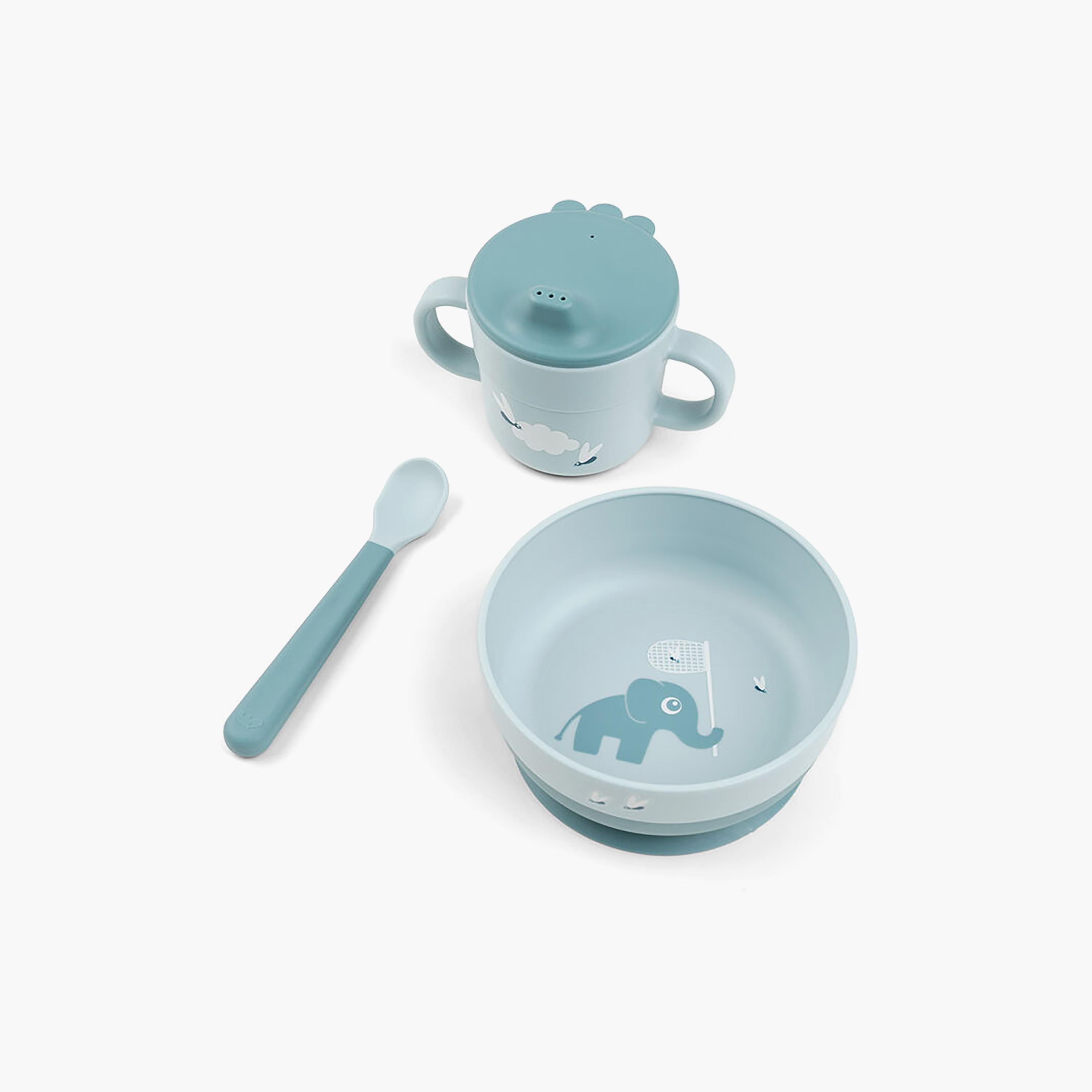 طقم الوجبة الأولى للأطفال "فودي" بتصميم الفيل إلفي لون أزرق من دون باي دير-baby-feeding-mealtimeessentials-image-1