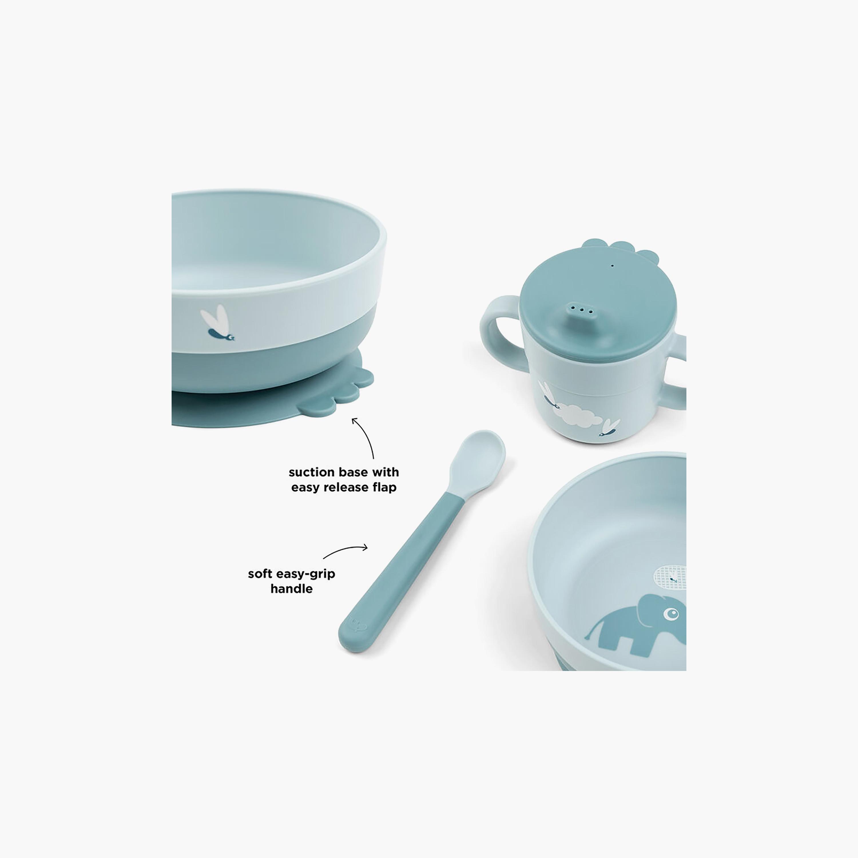 طقم الوجبة الأولى للأطفال "فودي" بتصميم الفيل إلفي لون أزرق من دون باي دير-baby-feeding-mealtimeessentials-image-8