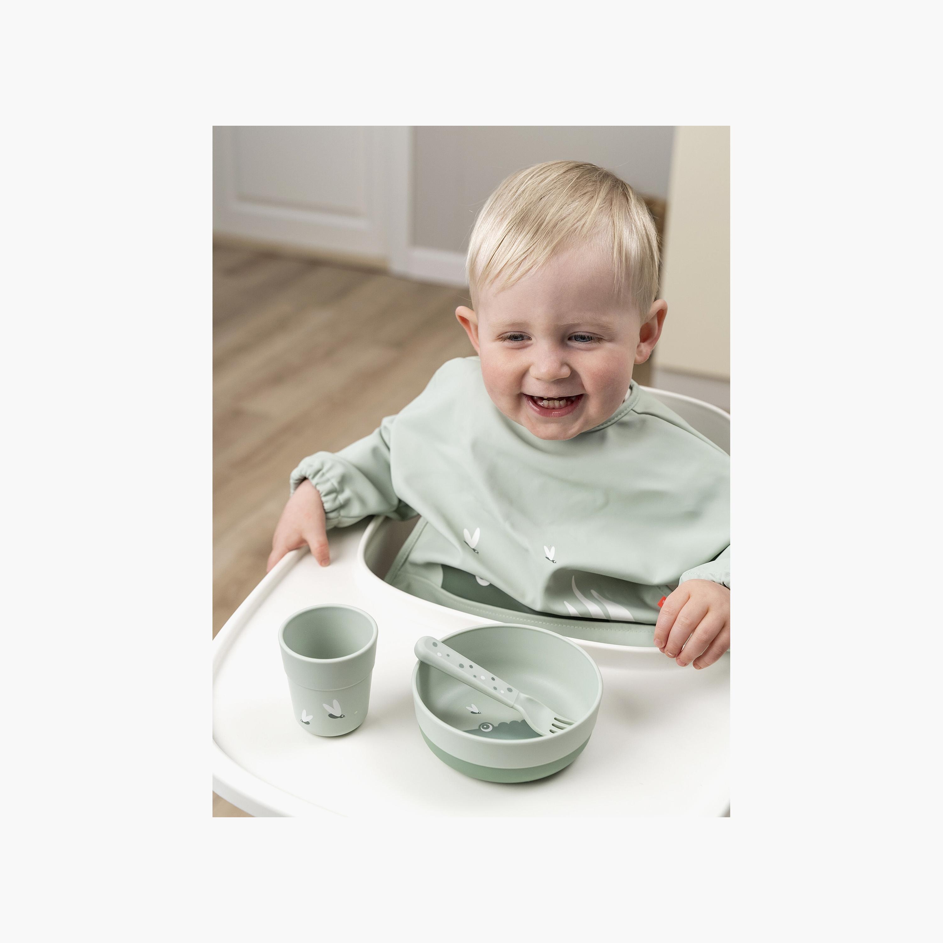 مريلة أطفال بأكمام وجيب أمامي من دون باي دير-baby-feeding-bibs-image-9