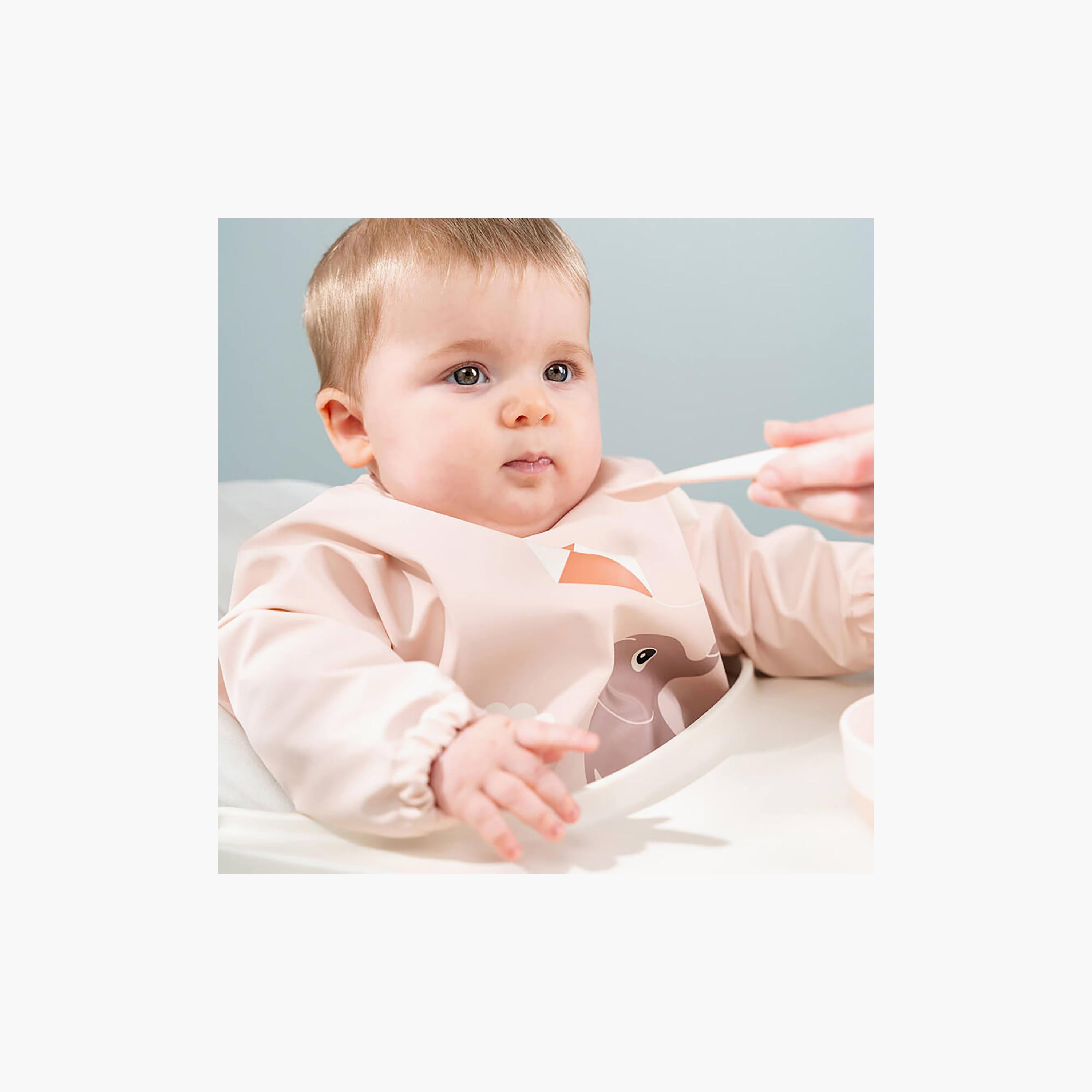 مريلة أطفال بأكمام وجيب أمامي من دون باي دير-baby-feeding-bibs-image-4