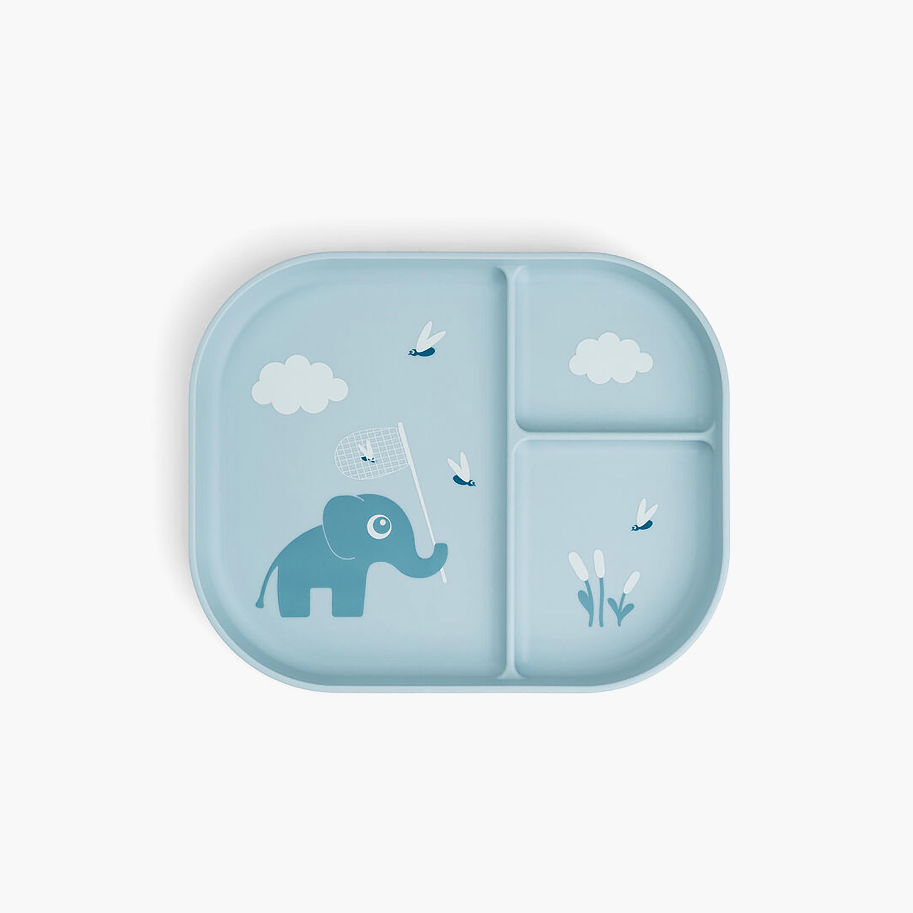 طبق أطفال مقسم "فودي" بتصميم الفيل إلفي لون أزرق من دون باي دير-baby-feeding-mealtimeessentials-image-1