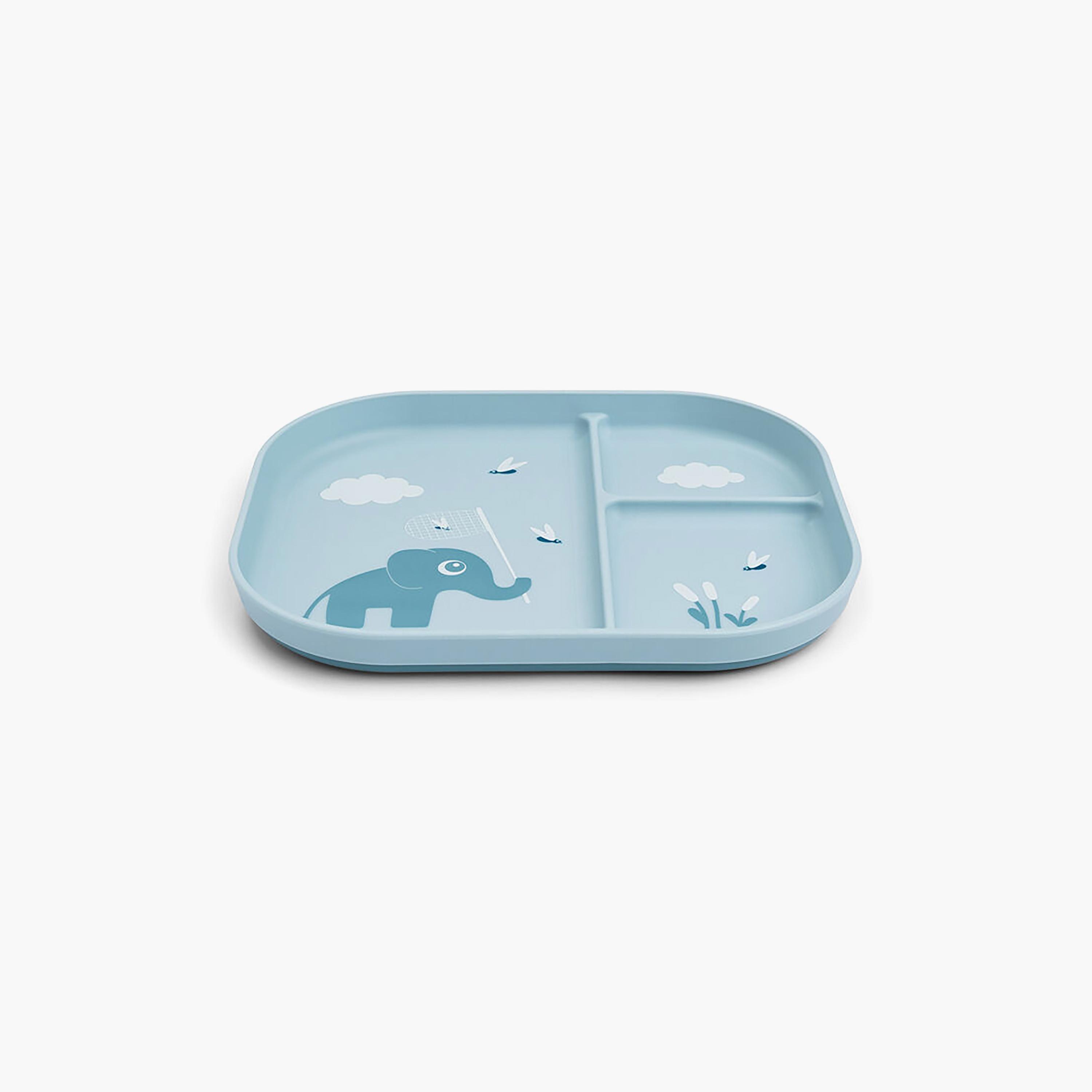 طبق أطفال مقسم "فودي" بتصميم الفيل إلفي لون أزرق من دون باي دير-baby-feeding-mealtimeessentials-image-2
