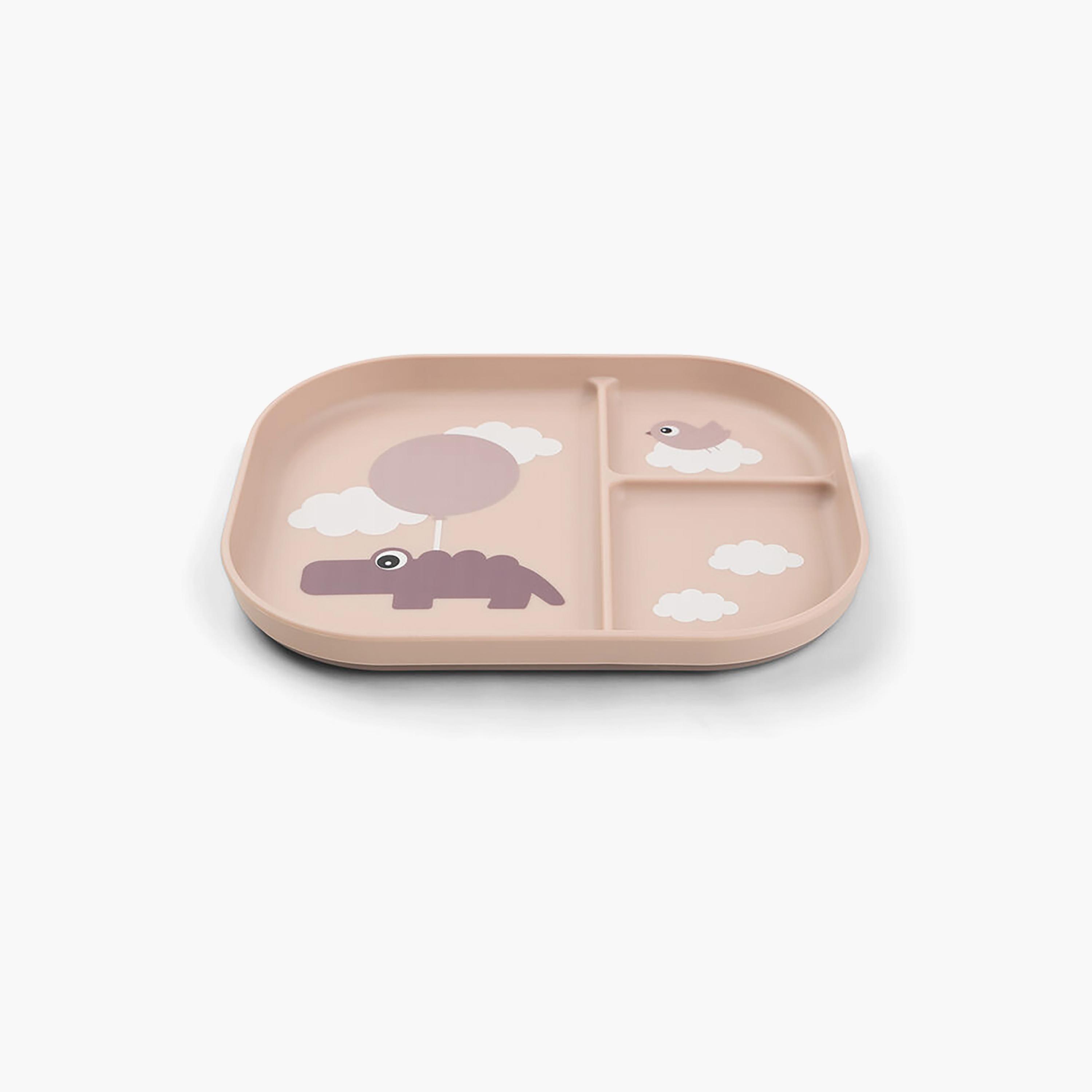 طبق أطفال مقسم "فودي" بتصميم غيوم السعادة لون بودرة وردي من دون باي دير-baby-feeding-mealtimeessentials-image-2