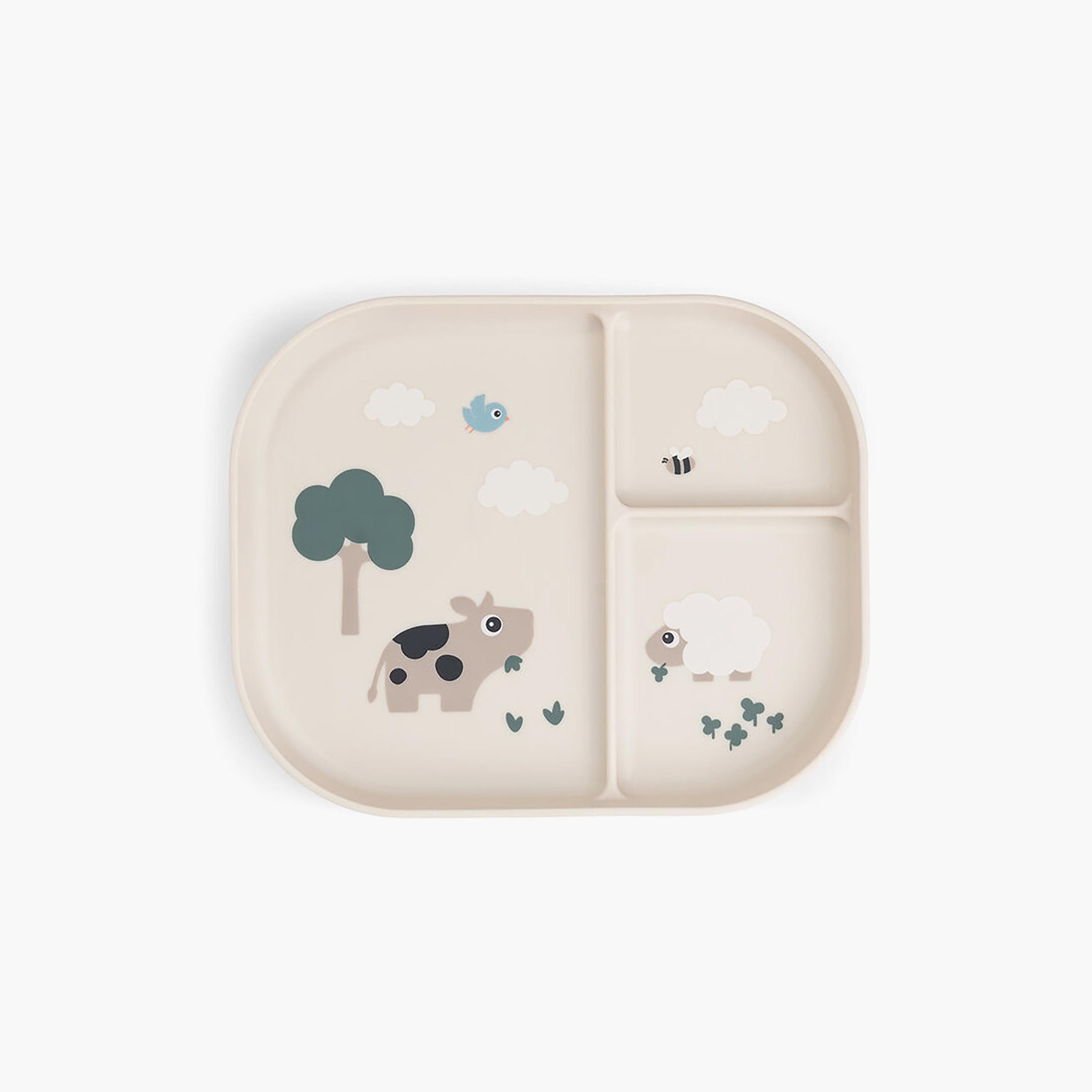 طبق أطفال مقسم "فودي" بتصميم مخرطة المزرعة لون رملي من دون باي دير-baby-feeding-mealtimeessentials-image-1