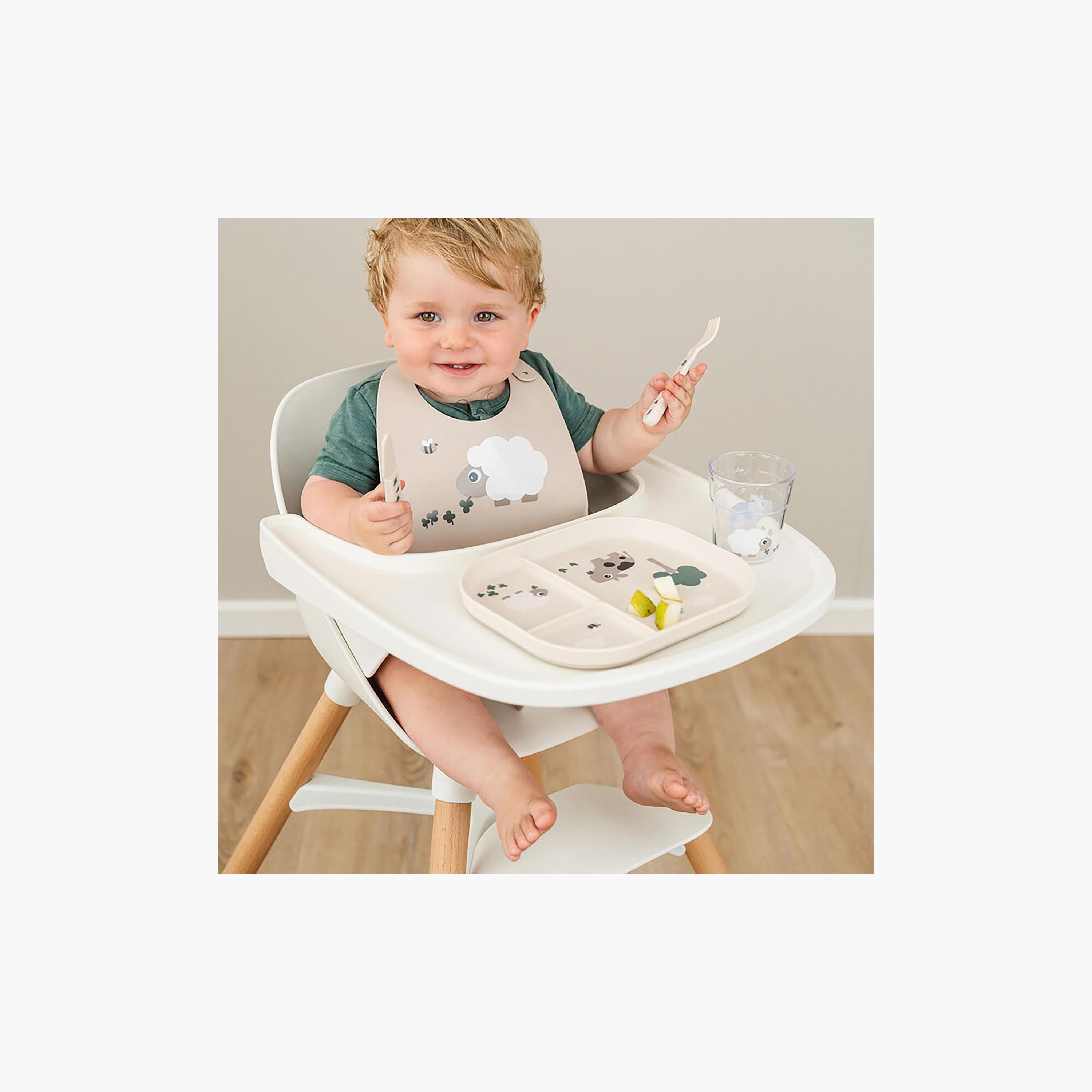 طبق أطفال مقسم "فودي" بتصميم مخرطة المزرعة لون رملي من دون باي دير-baby-feeding-mealtimeessentials-image-3