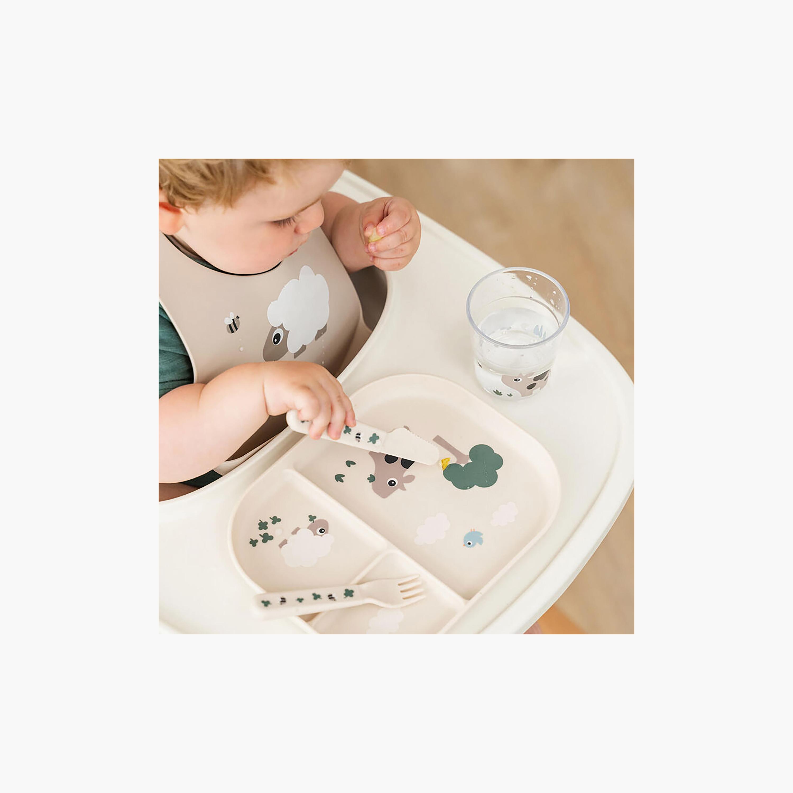 طبق أطفال مقسم "فودي" بتصميم مخرطة المزرعة لون رملي من دون باي دير-baby-feeding-mealtimeessentials-image-4