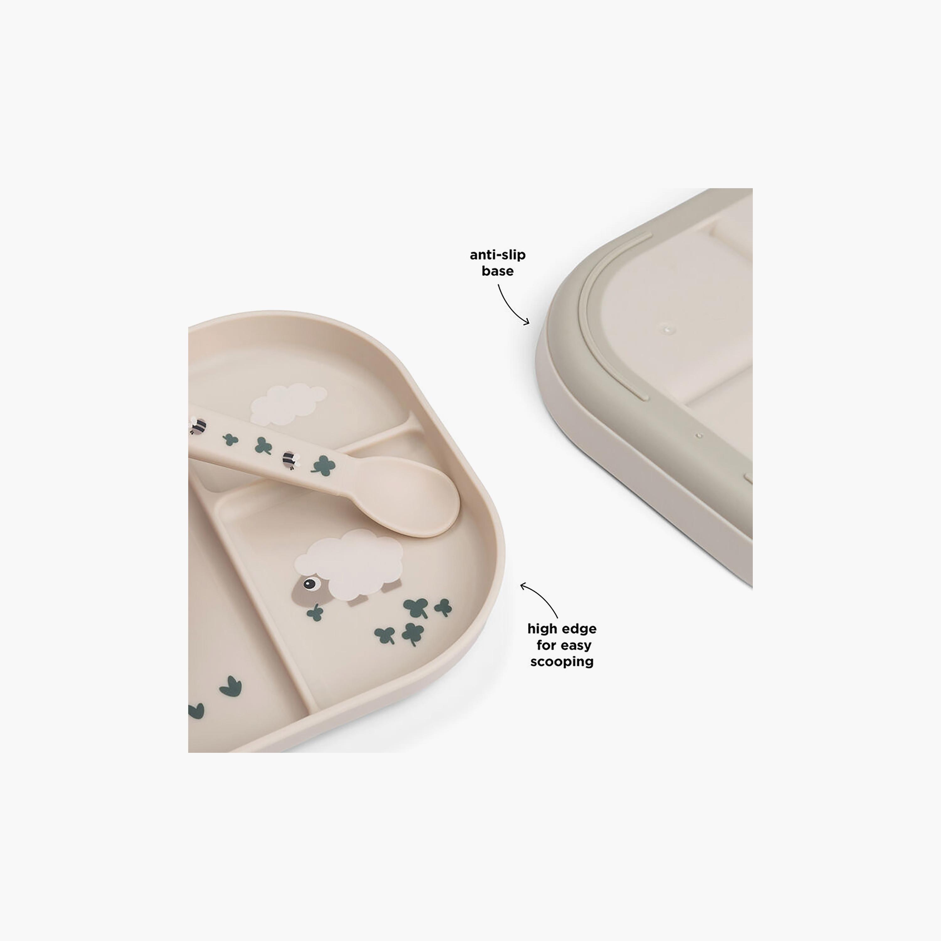 طبق أطفال مقسم "فودي" بتصميم مخرطة المزرعة لون رملي من دون باي دير-baby-feeding-mealtimeessentials-image-5