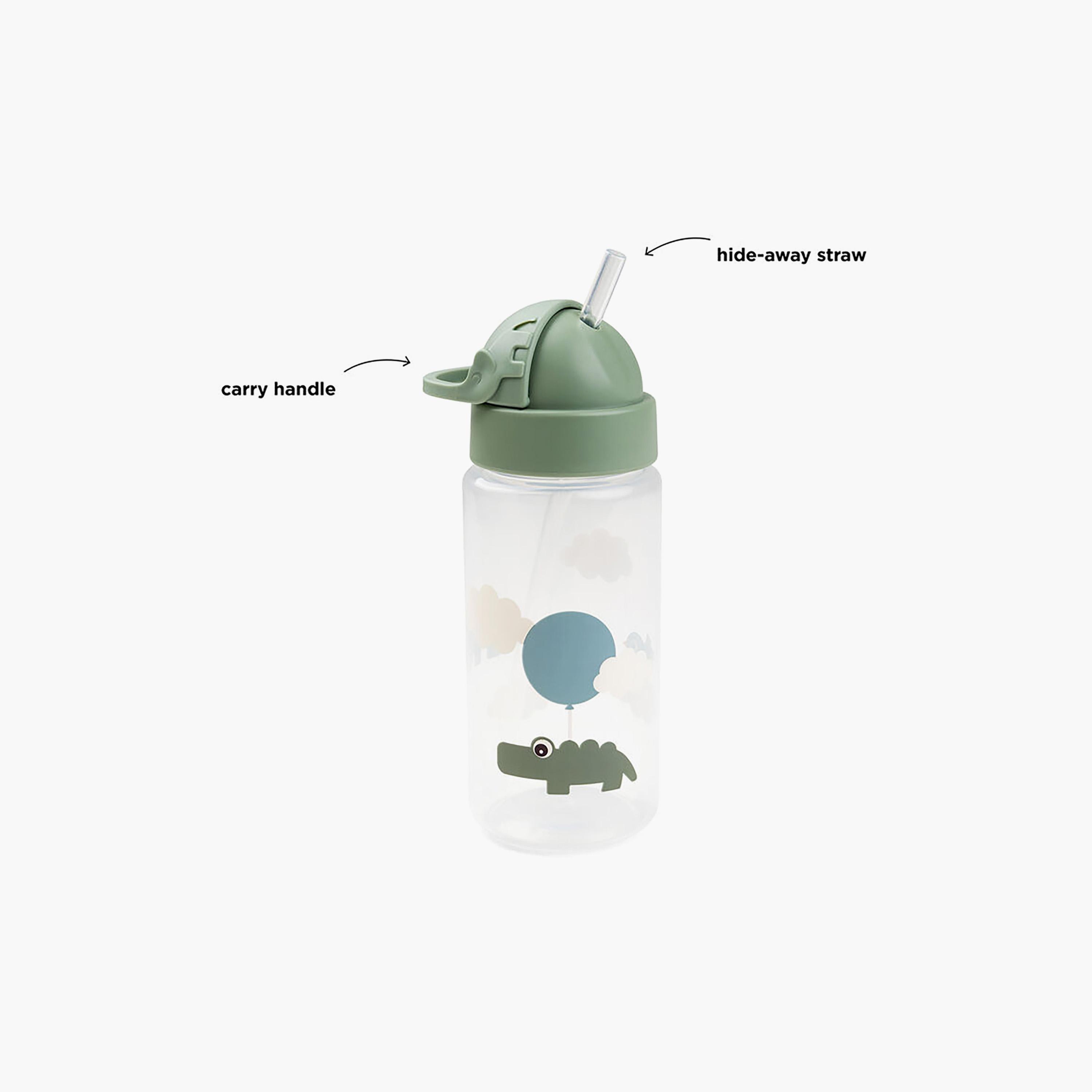 زجاجة مياه مع ماصة بتصميم غيوم السعادة لون أخضر من دون باي دير - 350 مل-school-waterbottles-image-8