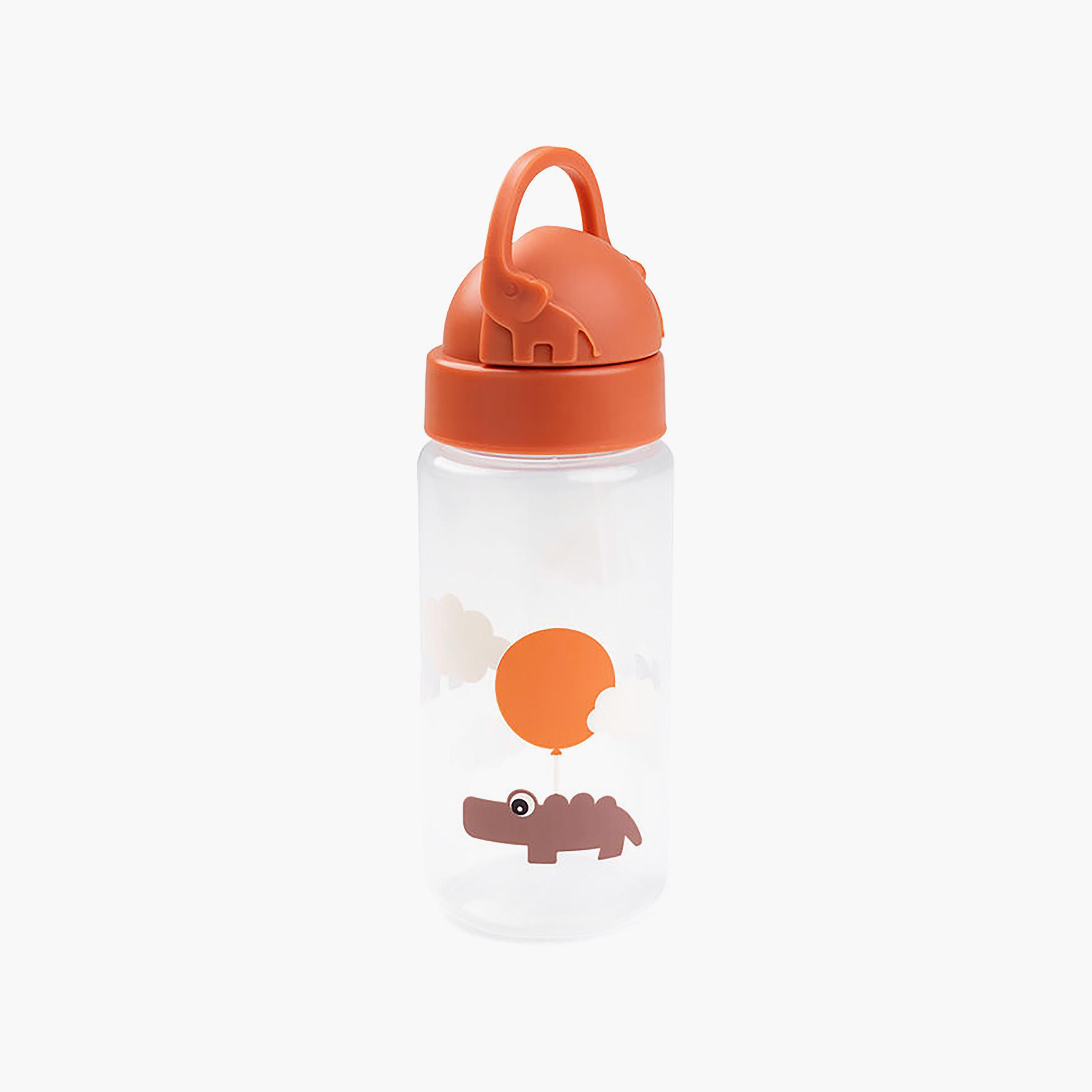 زجاجة مياه مع ماصة بتصميم غيوم السعادة لون بابايا من دون باي دير - 350 مل-school-waterbottles-image-1