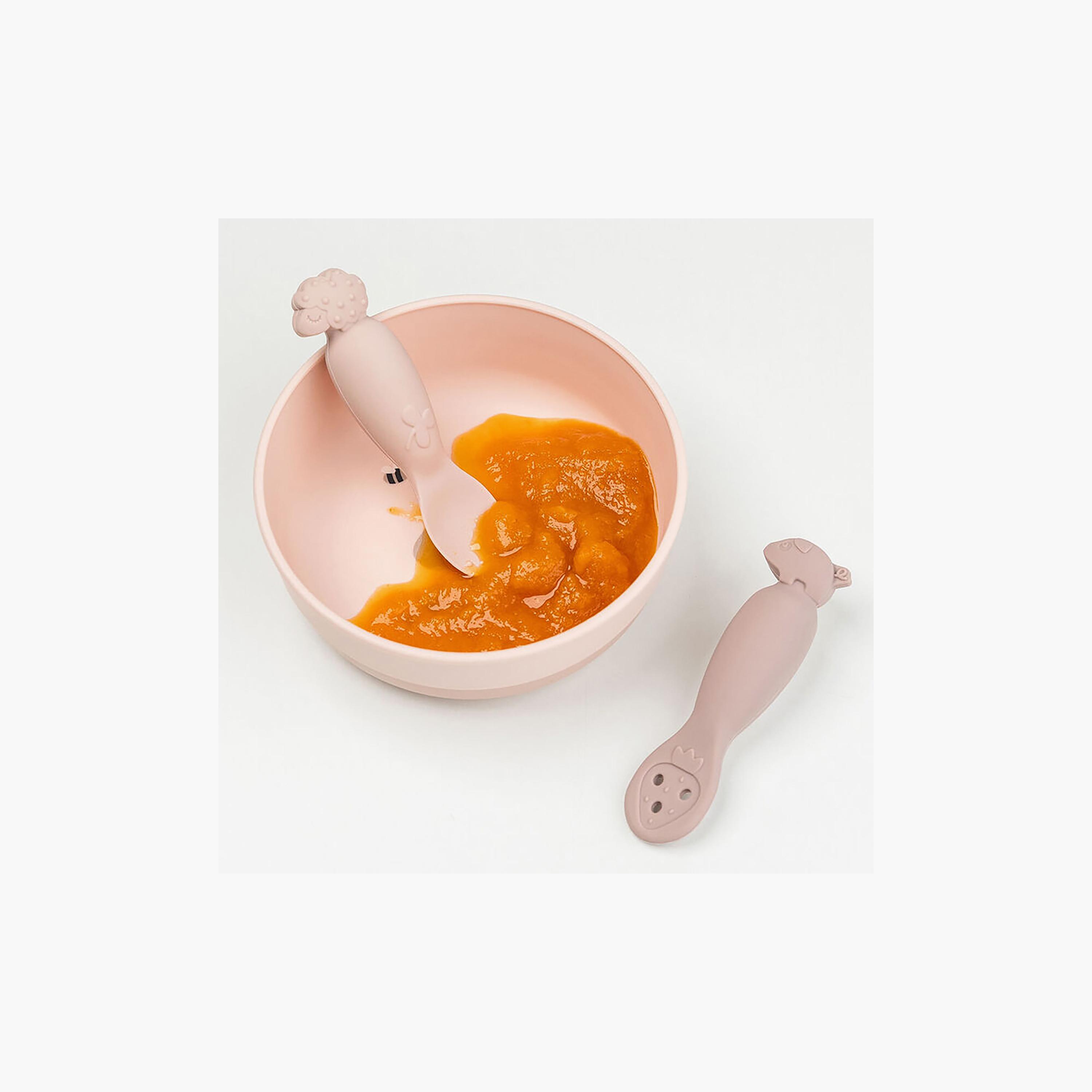 طقم ملاعق تدريب للأطفال بتصميم مخرطة المزرعة لون رملي (قطعتين) من دون باي دير-baby-feeding-mealtimeessentials-image-3