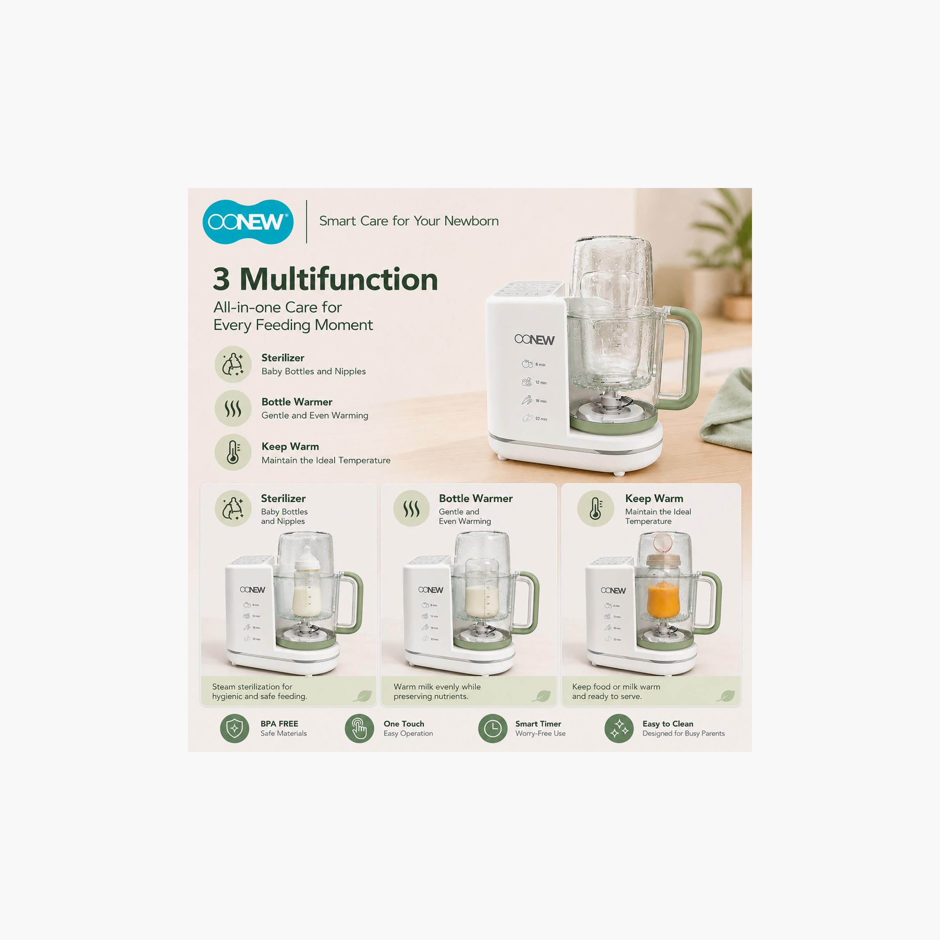 Oonew 6-In-1 Auto-Clean Digital Food Steamer Blender with LED Touch-baby-feeding-babyfoodprocessors-image-6