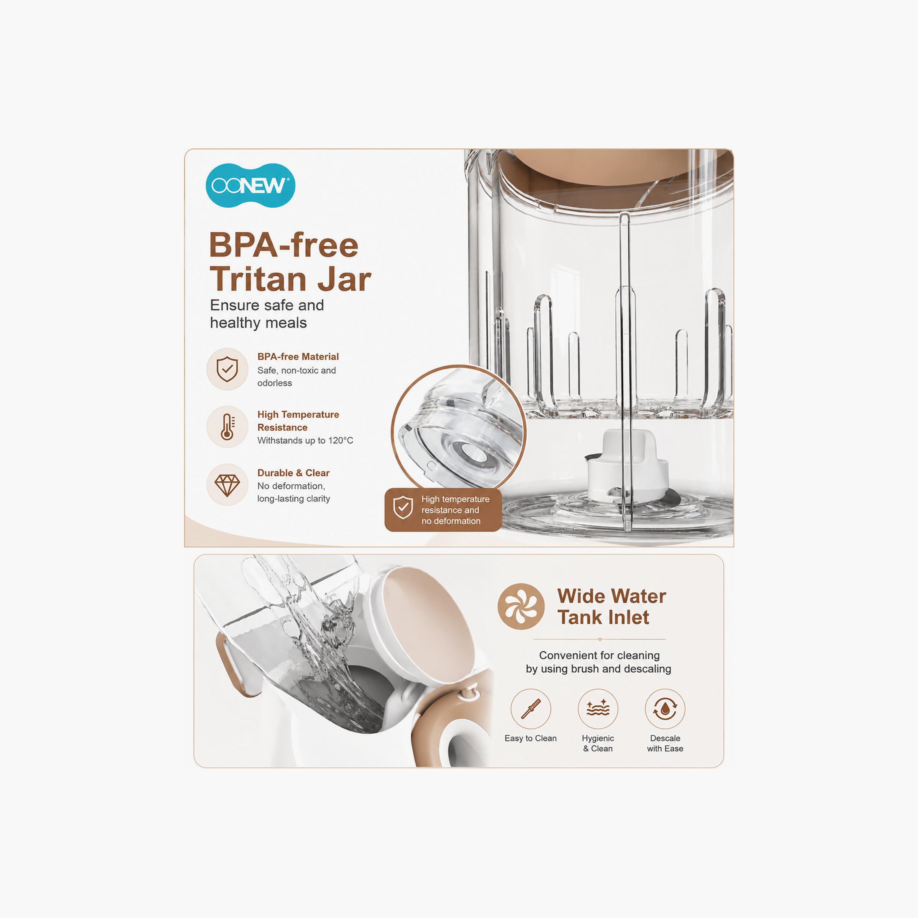 محضر طعام ومطحنة وطهي بالبخار للأطفال رقمي 5 في 1 مع وعاء تريتان من أونيو-baby-feeding-babyfoodprocessors-image-8