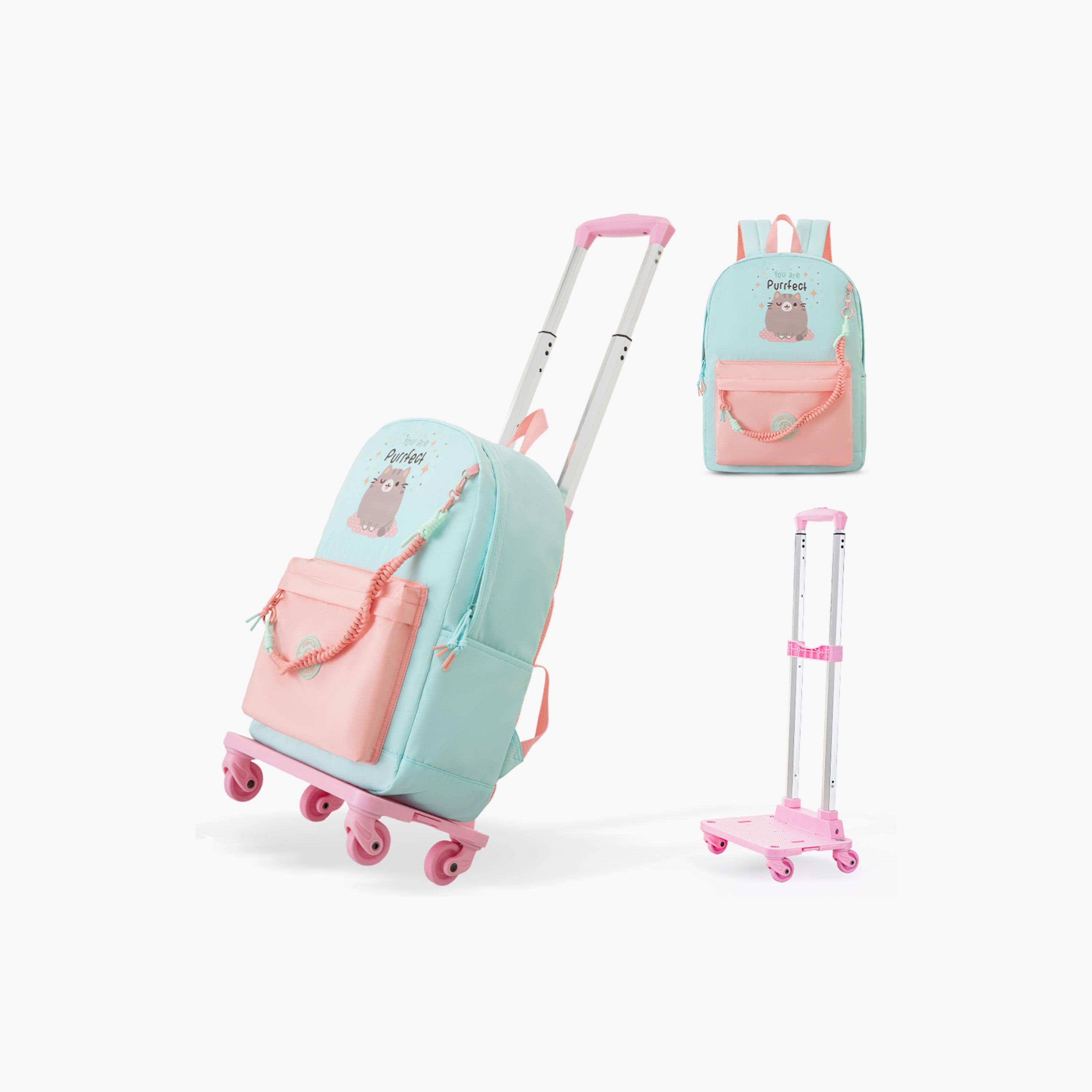 Eazy Kids Lightweight School Bag with Laptop Sleeves & Foldable 4 Wheel Trolley - 16.5 Inch-school-bagsandbackpacks-trolleybags-image-1