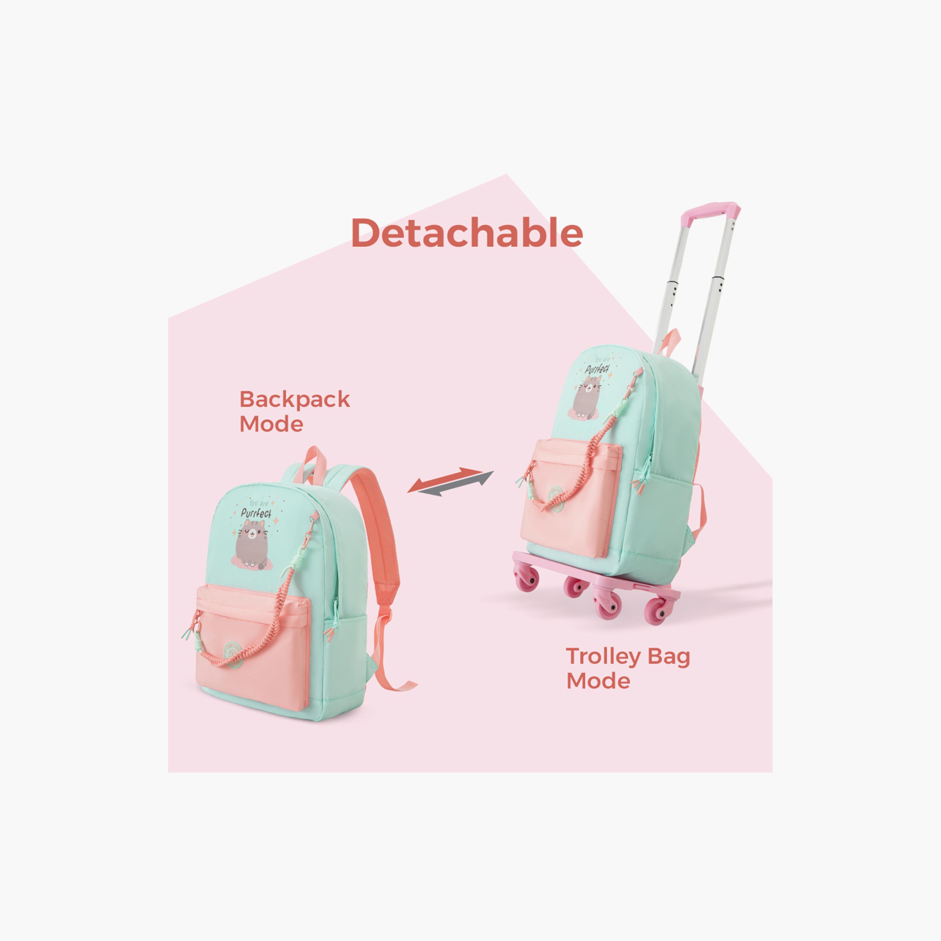 Eazy Kids Lightweight School Bag with Laptop Sleeves & Foldable 4 Wheel Trolley - 16.5 Inch-school-bagsandbackpacks-trolleybags-image-11