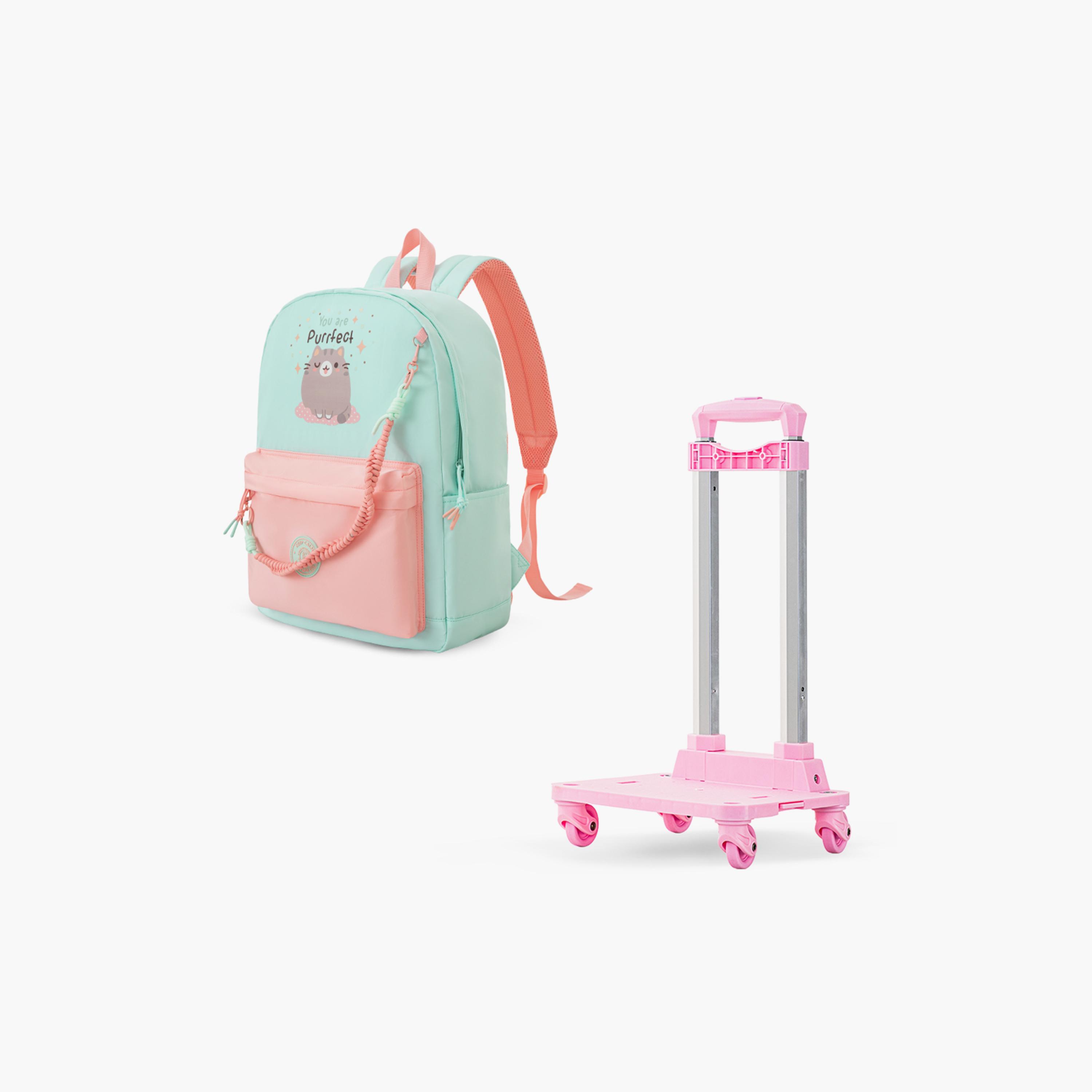 Eazy Kids Lightweight School Bag with Laptop Sleeves & Foldable 4 Wheel Trolley - 16.5 Inch-school-bagsandbackpacks-trolleybags-image-5