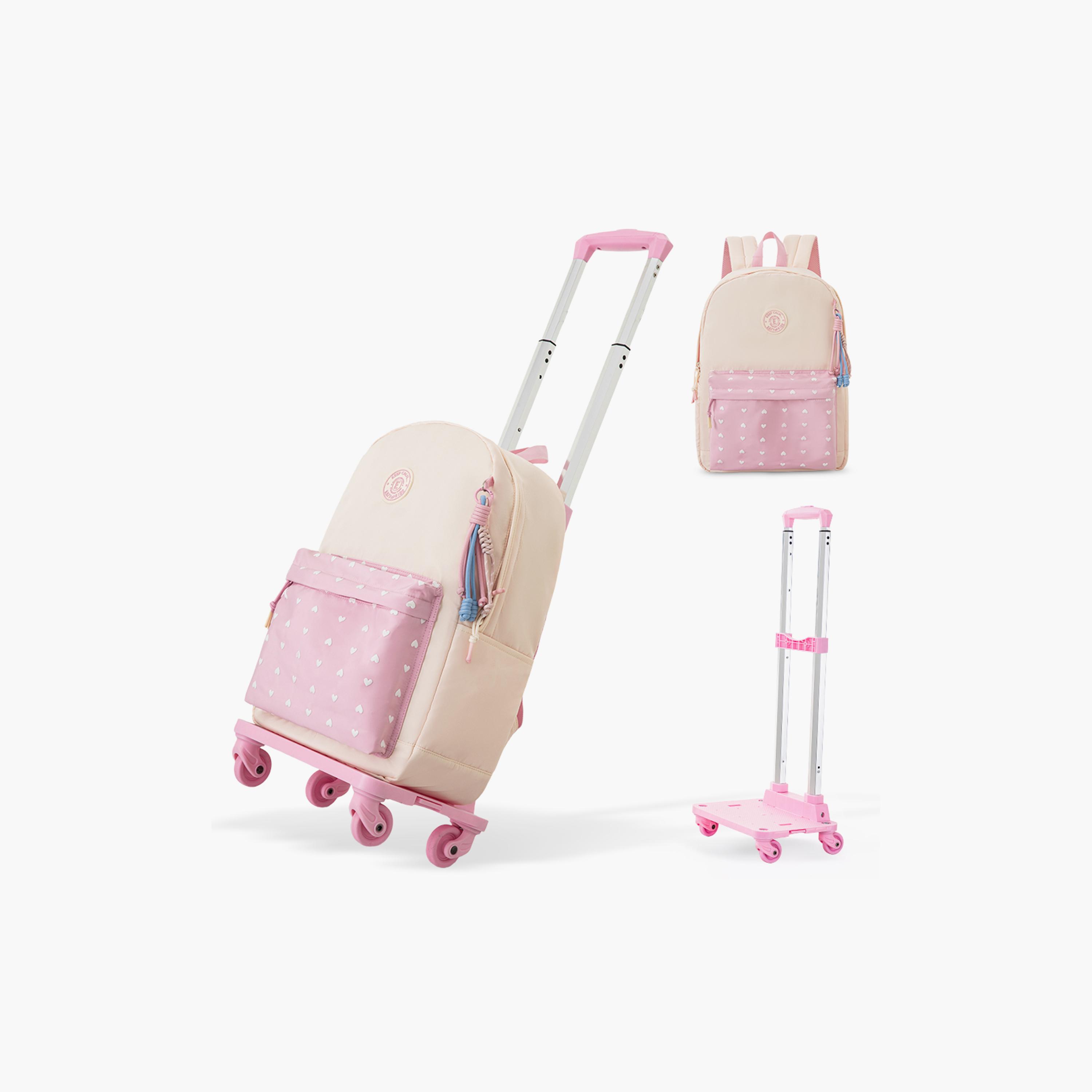 Eazy Kids Lightweight School Bag with Laptop Sleeves & Foldable 4 Wheel Trolley - 16.5 Inch-school-bagsandbackpacks-trolleybags-image-1