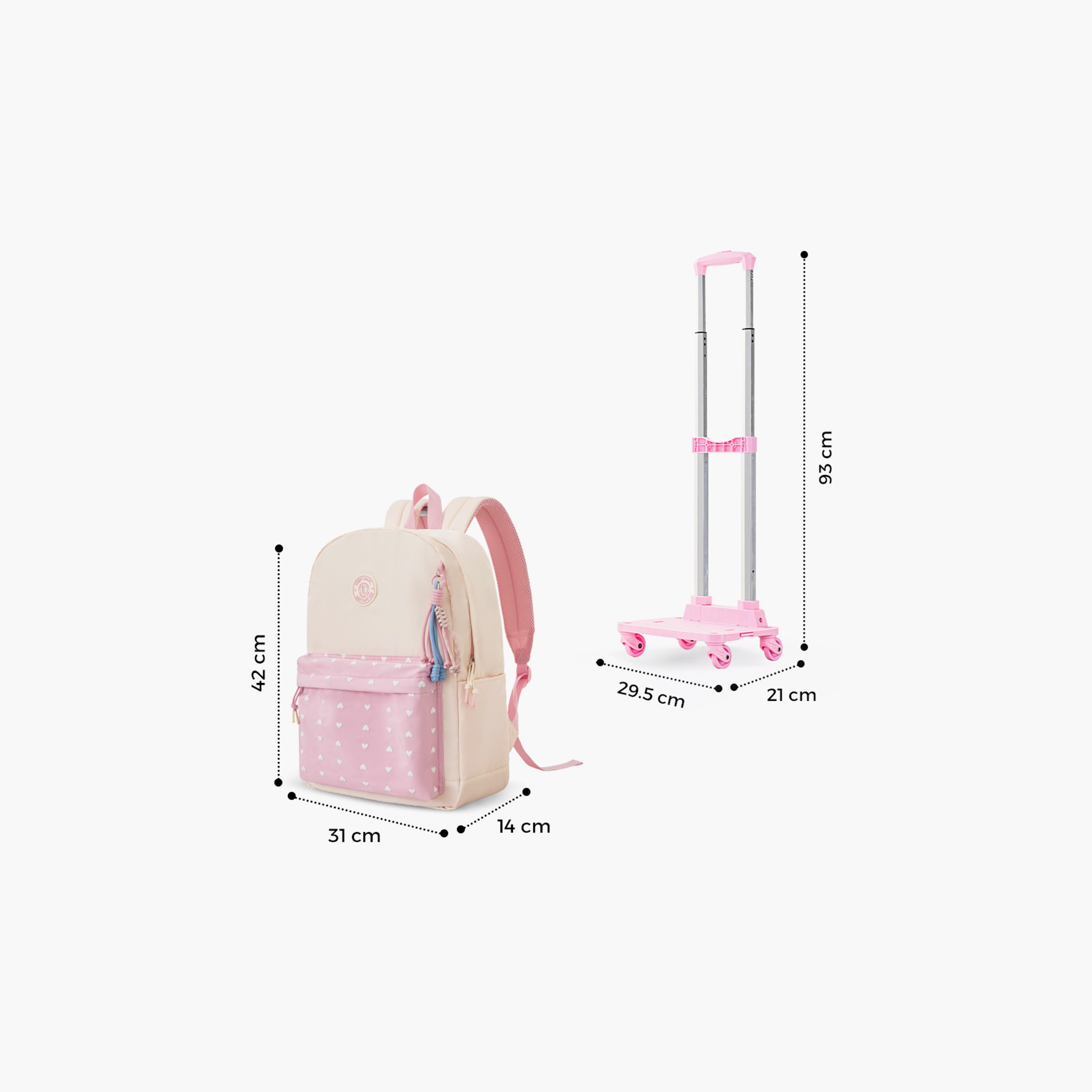 Eazy Kids Lightweight School Bag with Laptop Sleeves & Foldable 4 Wheel Trolley - 16.5 Inch-school-bagsandbackpacks-trolleybags-image-4