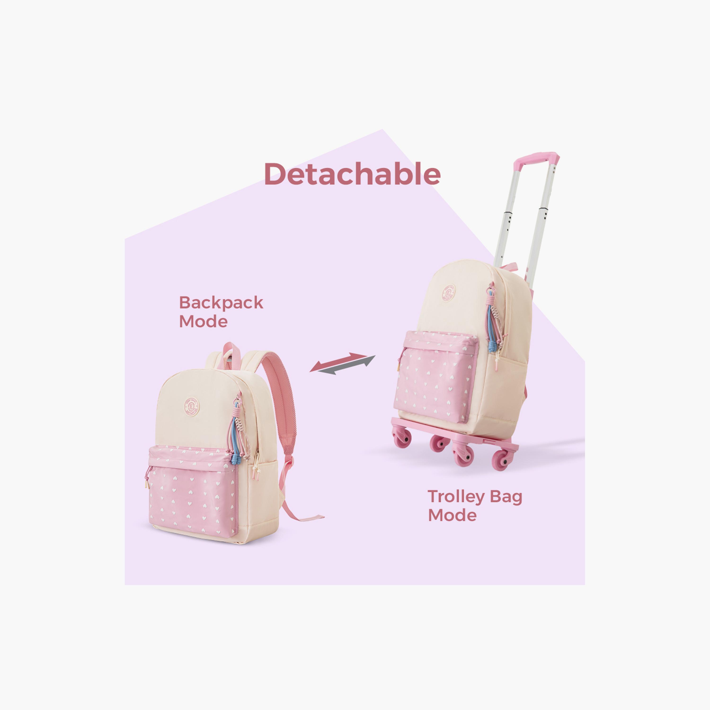 Eazy Kids Lightweight School Bag with Laptop Sleeves & Foldable 4 Wheel Trolley - 16.5 Inch-school-bagsandbackpacks-trolleybags-image-8