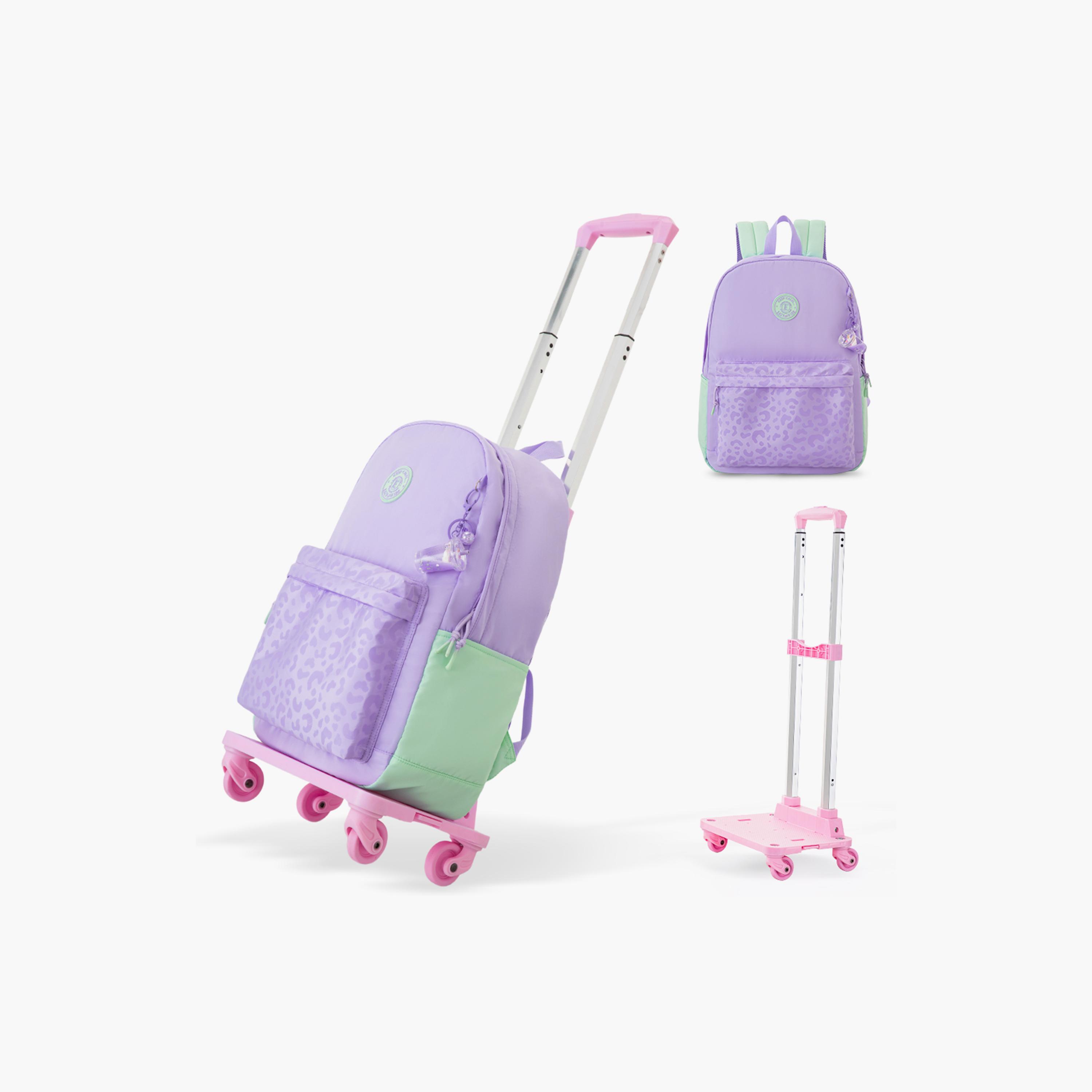 Eazy Kids Lightweight School Bag with Laptop Sleeves & Foldable 4 Wheel Trolley - 16.5 Inch-school-bagsandbackpacks-trolleybags-image-1