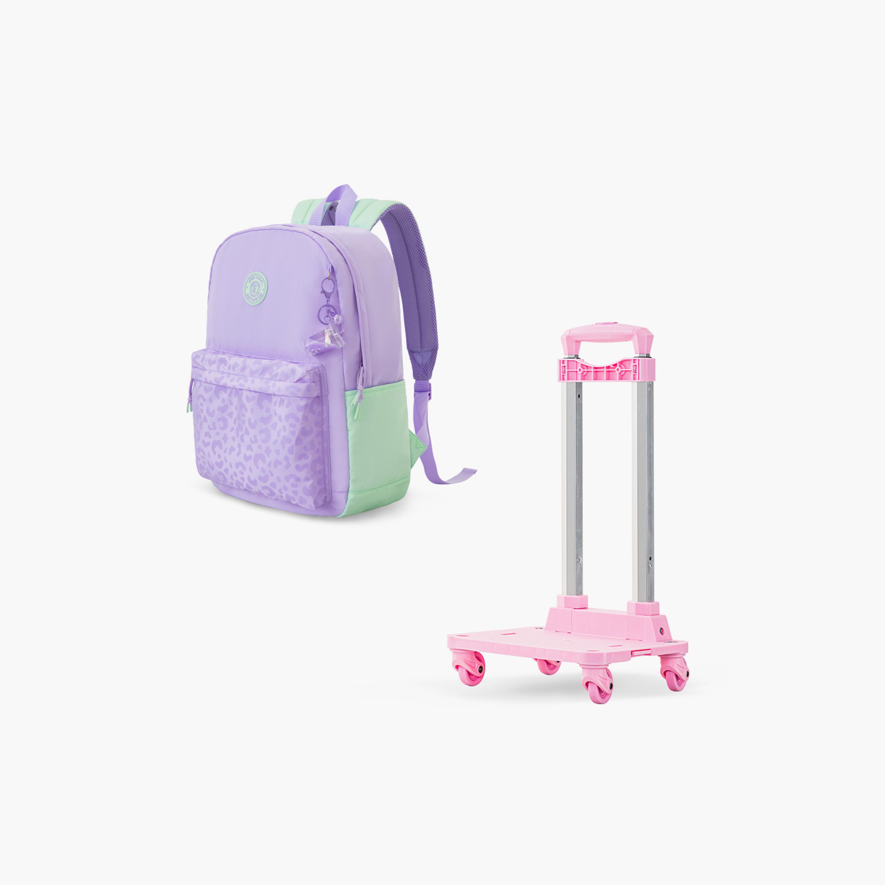 Eazy Kids Lightweight School Bag with Laptop Sleeves & Foldable 4 Wheel Trolley - 16.5 Inch-school-bagsandbackpacks-trolleybags-image-5