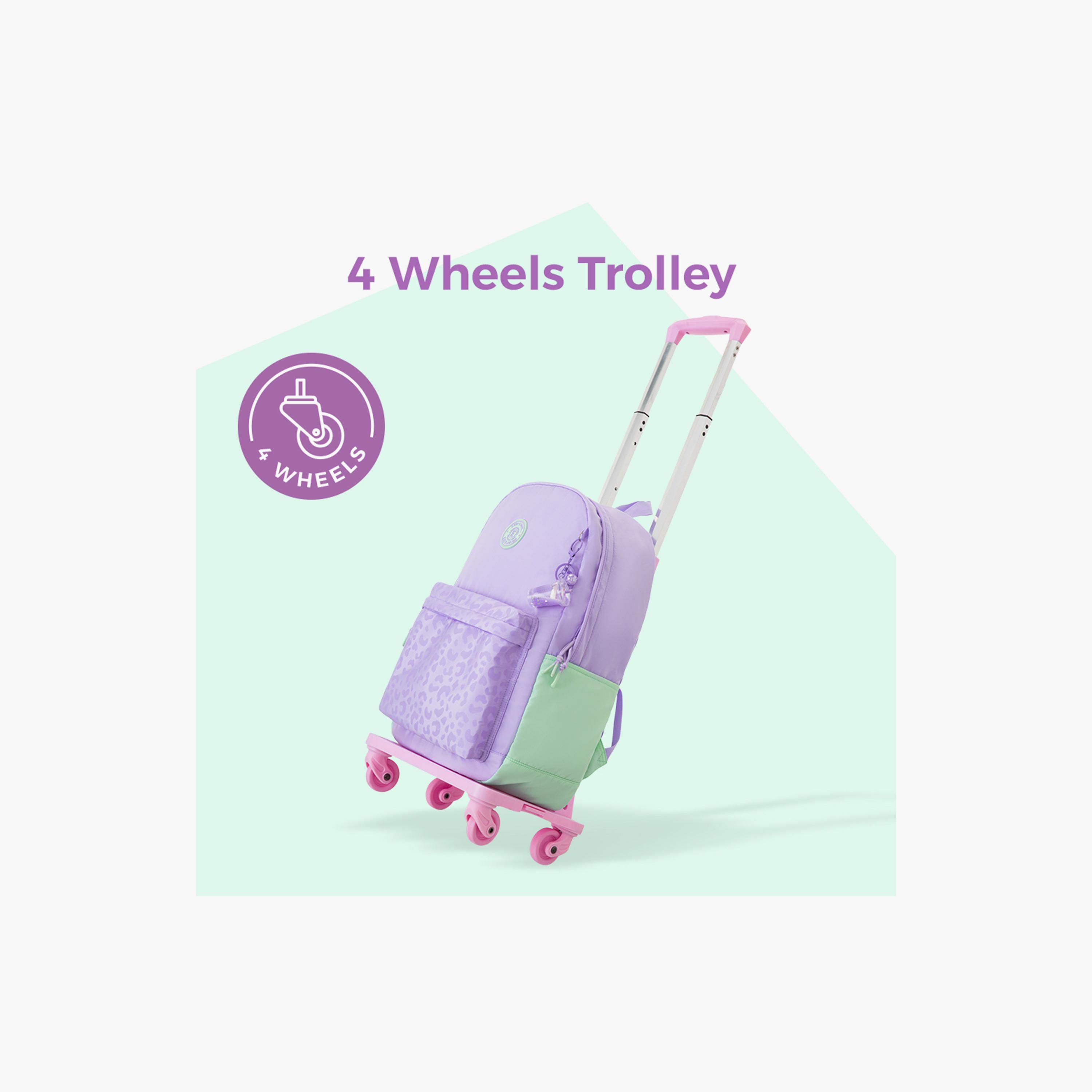 Eazy Kids Lightweight School Bag with Laptop Sleeves & Foldable 4 Wheel Trolley - 16.5 Inch-school-bagsandbackpacks-trolleybags-image-9