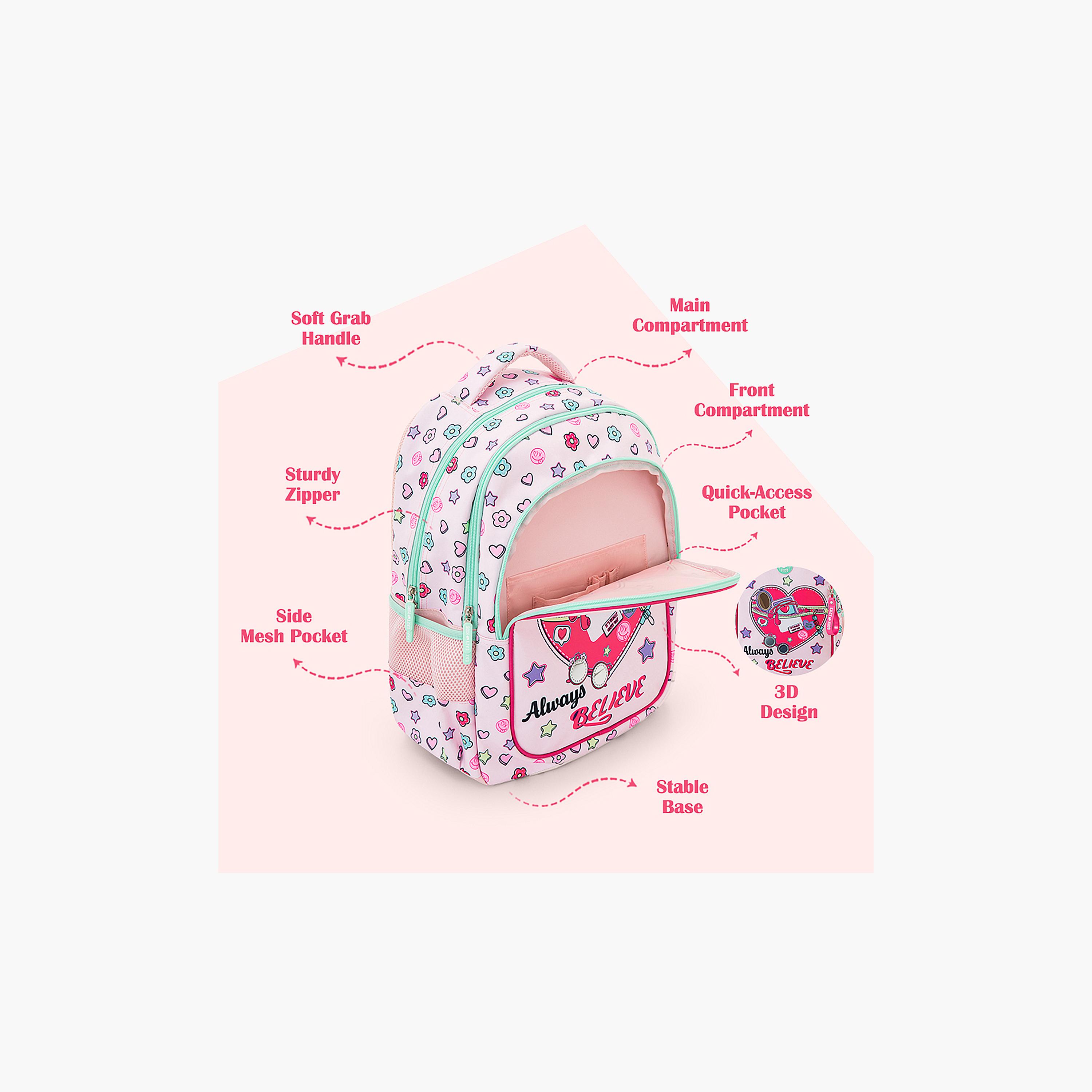 Eazy Kids School Bag & Pencil Bag & Lunch Bag with Foldable 4 Wheel Trolley - 17 Inch-school-bagsandbackpacks-trolleybags-image-10