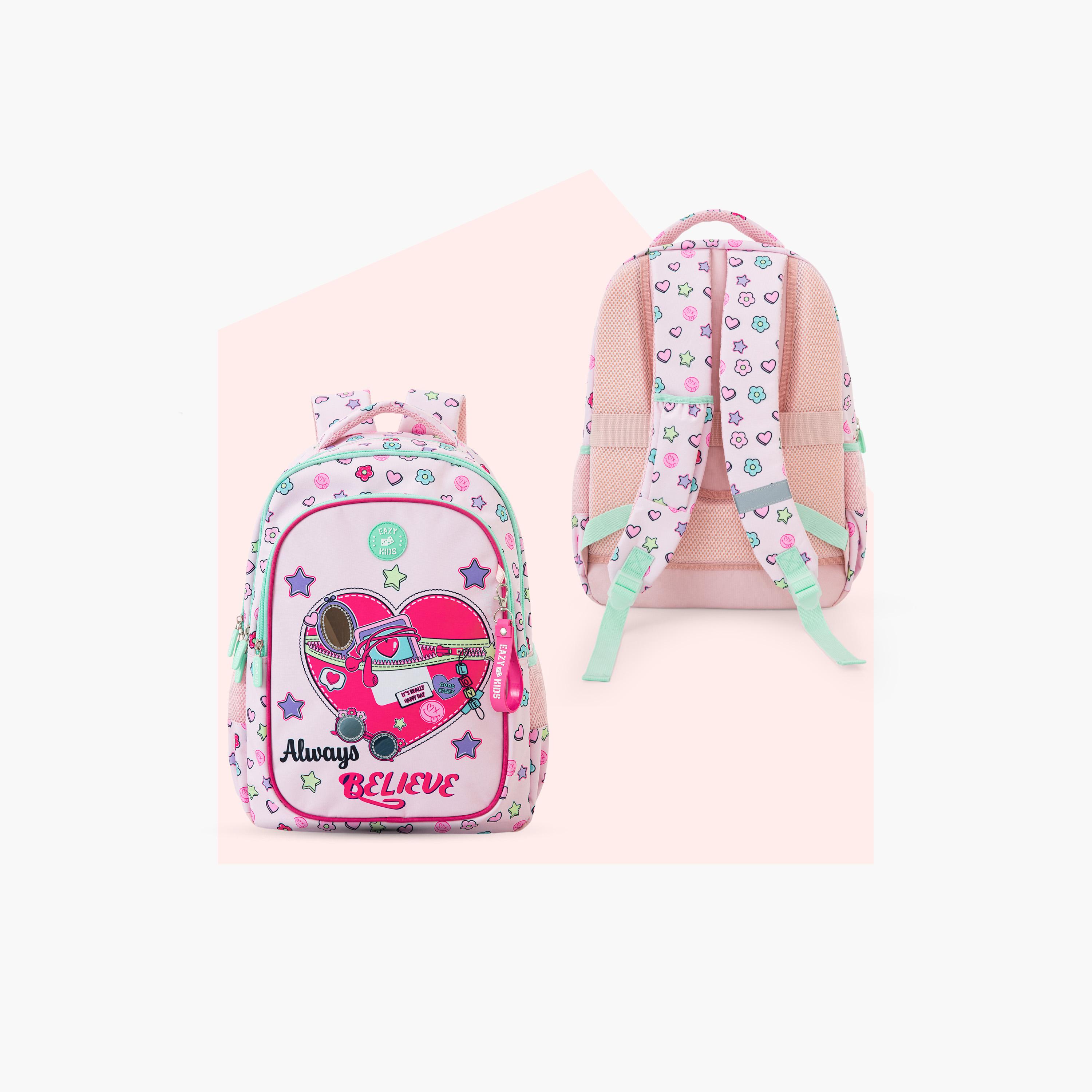 Eazy Kids School Bag & Pencil Bag & Lunch Bag with Foldable 4 Wheel Trolley - 17 Inch-school-bagsandbackpacks-trolleybags-image-13