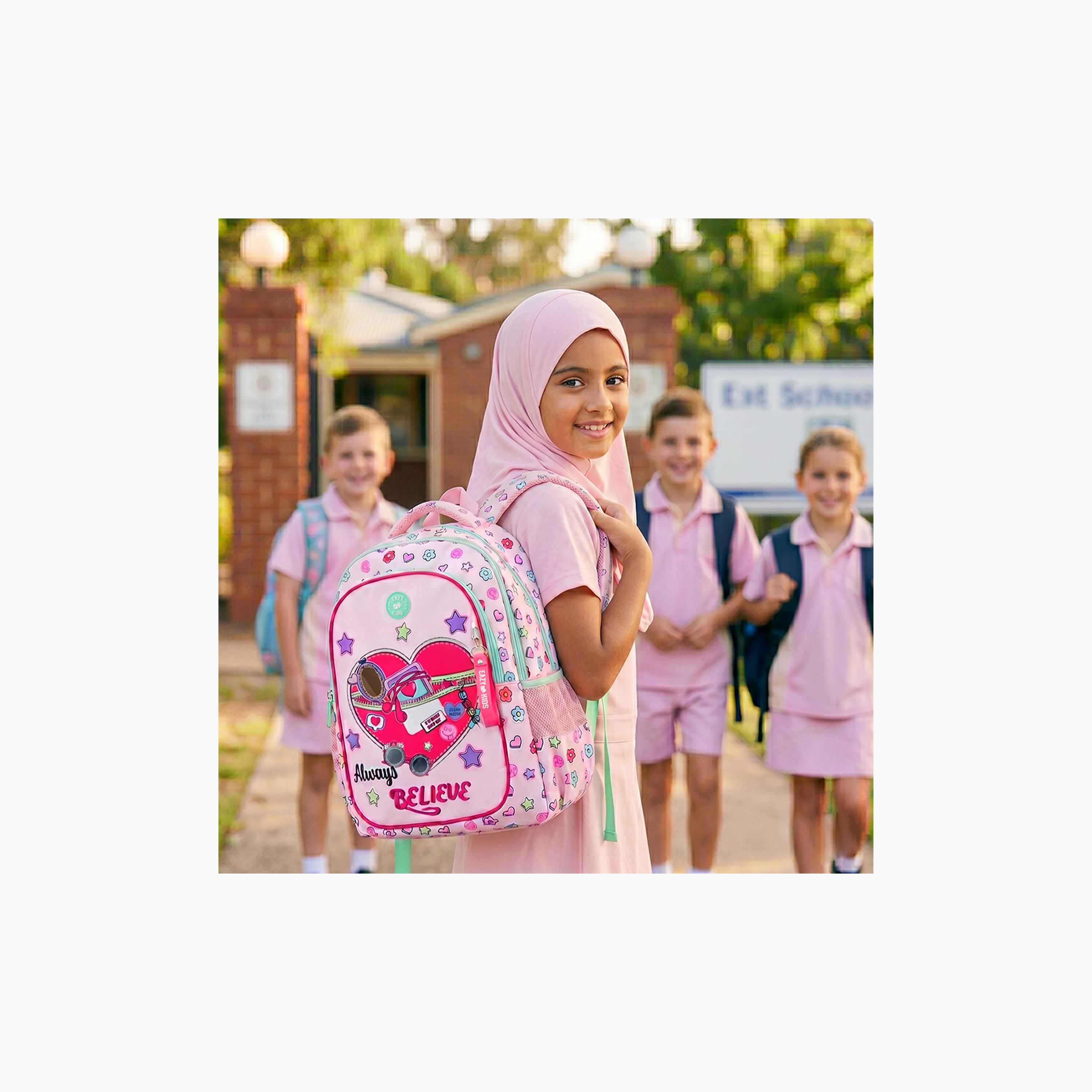 Eazy Kids School Bag & Pencil Bag & Lunch Bag with Foldable 4 Wheel Trolley - 17 Inch-school-bagsandbackpacks-trolleybags-image-6