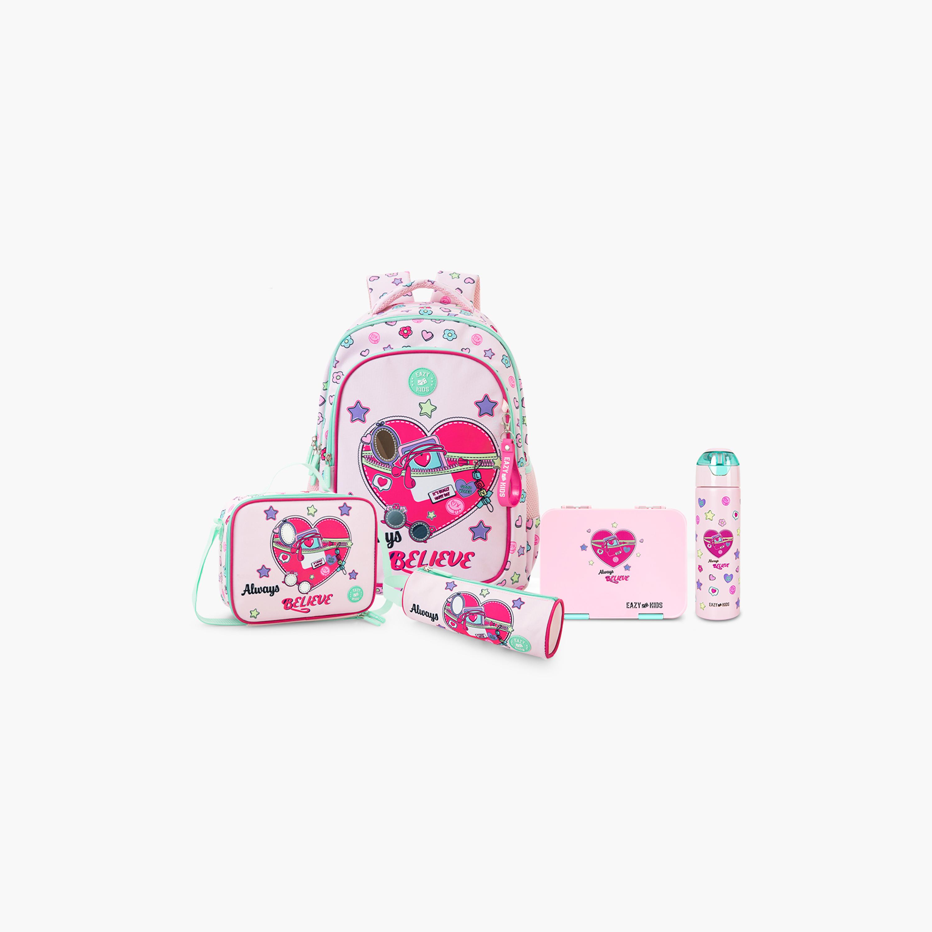 Eazy Kids School Bag & Pencil Bag & Lunch Bag with Insulated Bottle & Lunch Box - 17 Inch-school-bagsandbackpacks-sets-image-1